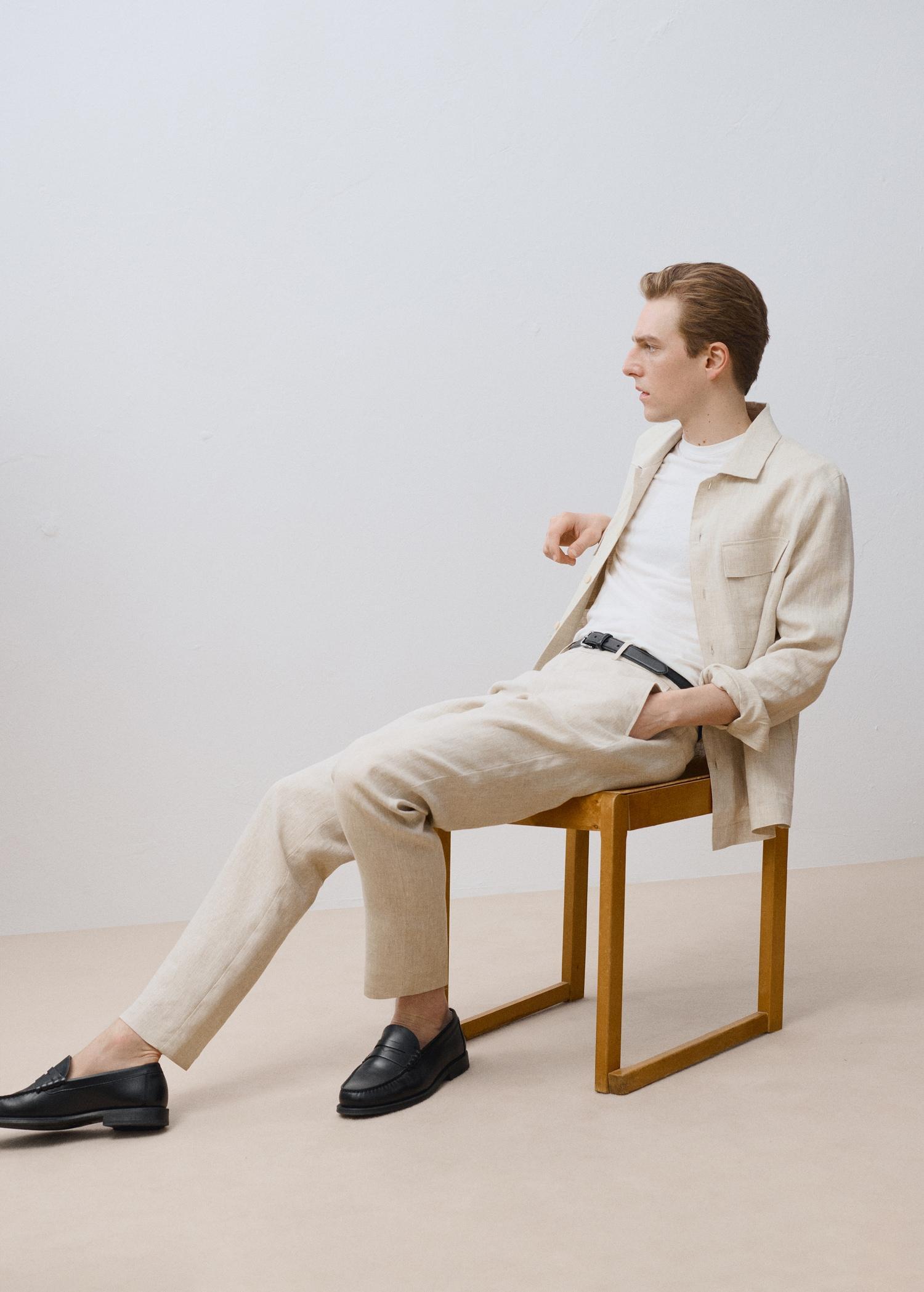 Slim-fit 100% linen pants - Men | MANGO USA Product Image