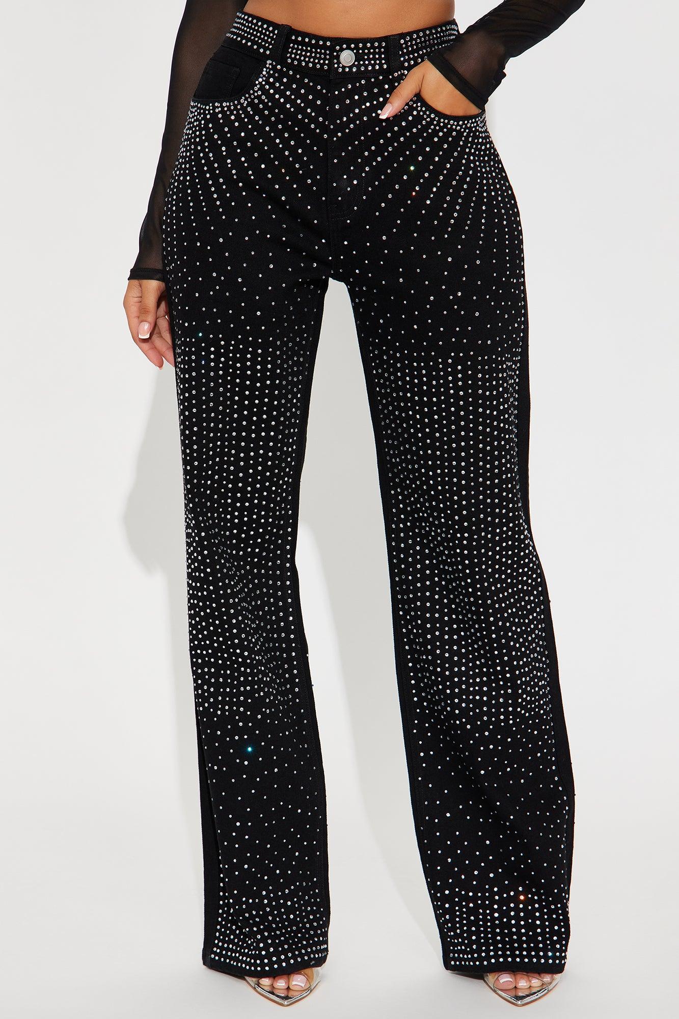 Chasing A Dream Embellished Stretch Straight Leg Jeans - Black Product Image