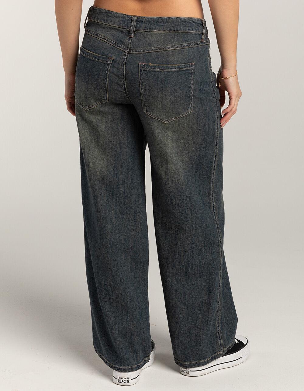 RSQ Womens Low Rise Slouch Wide Leg Tinted Jeans - DARK TINT Product Image