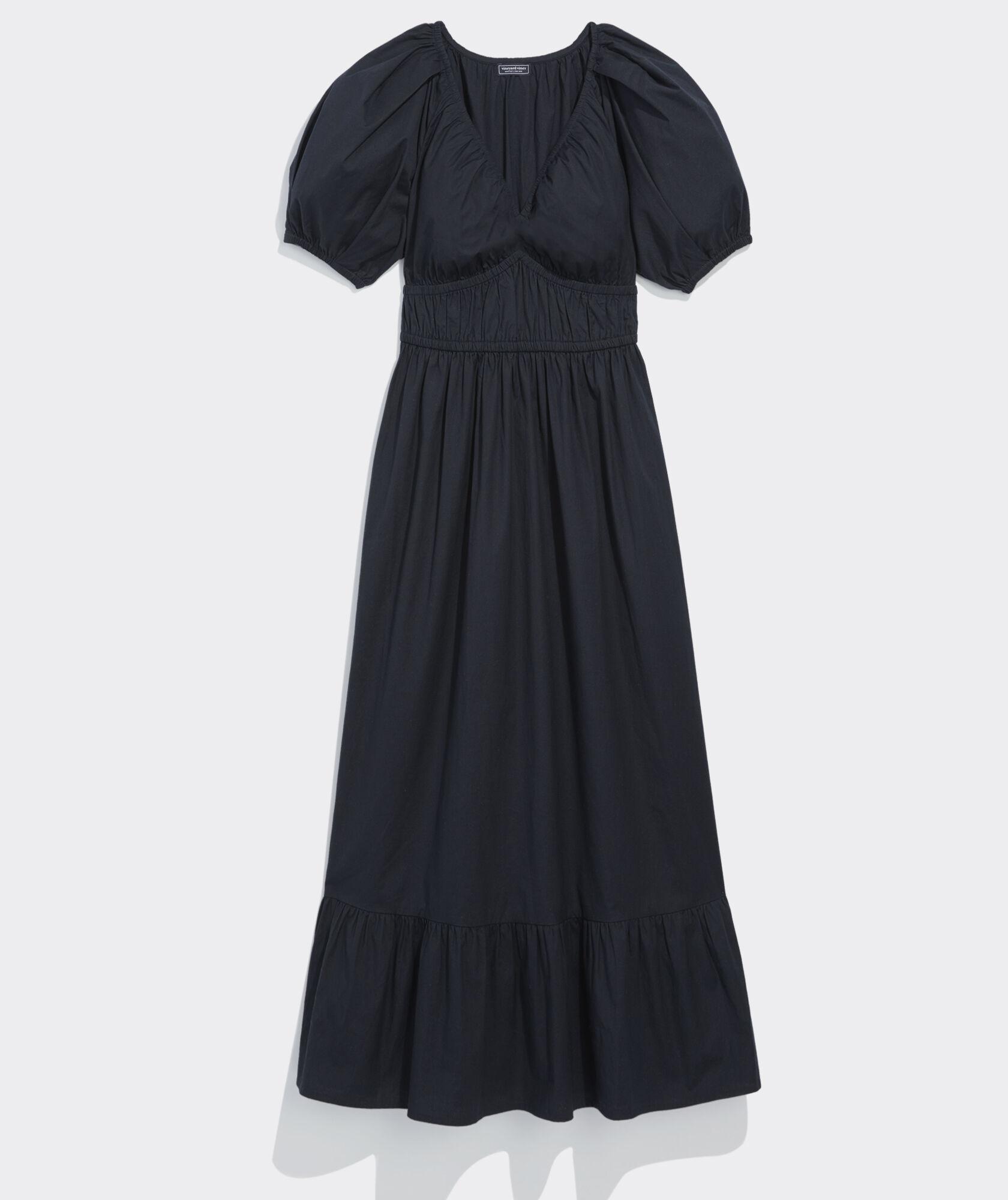 Marina Poplin Puff-Sleeve Midi Dress Product Image