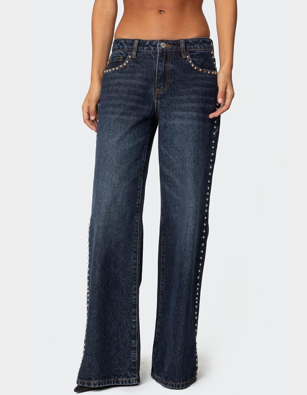 EDIKTED Stassie Studded Low Rise Jeans Product Image