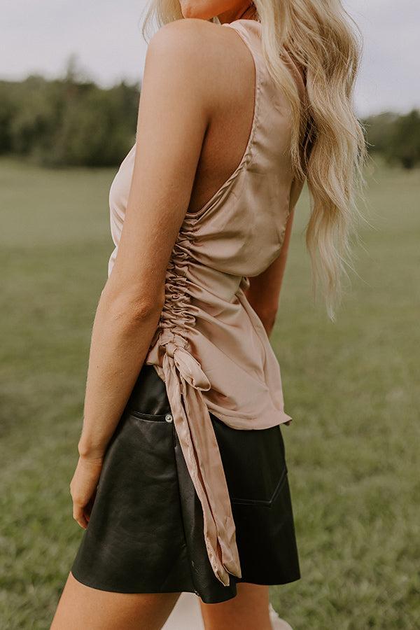 Renegade Ruched Satin Top In Iced Latte Product Image