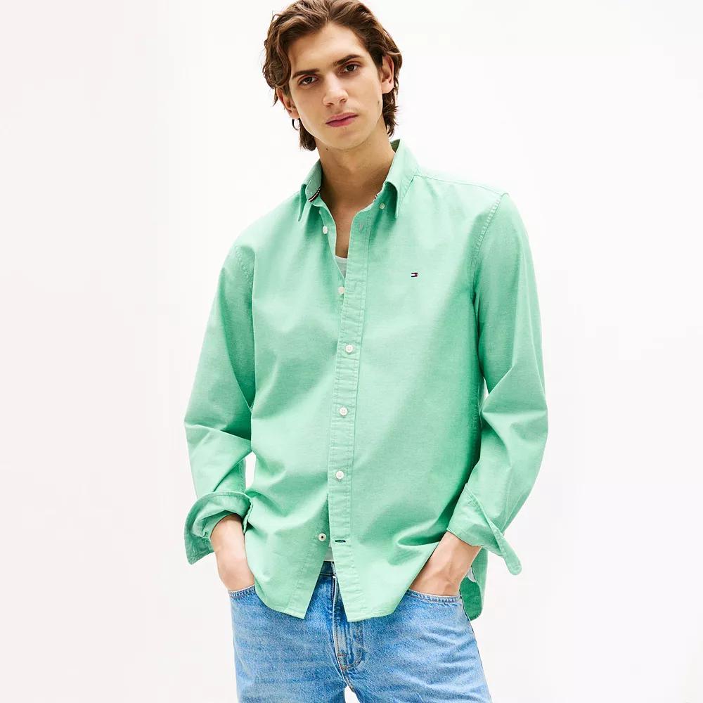Men's Tommy Hilfiger Regular Fit Essential Stretch Oxford Shirt, Size: XXL, Medium Red Product Image