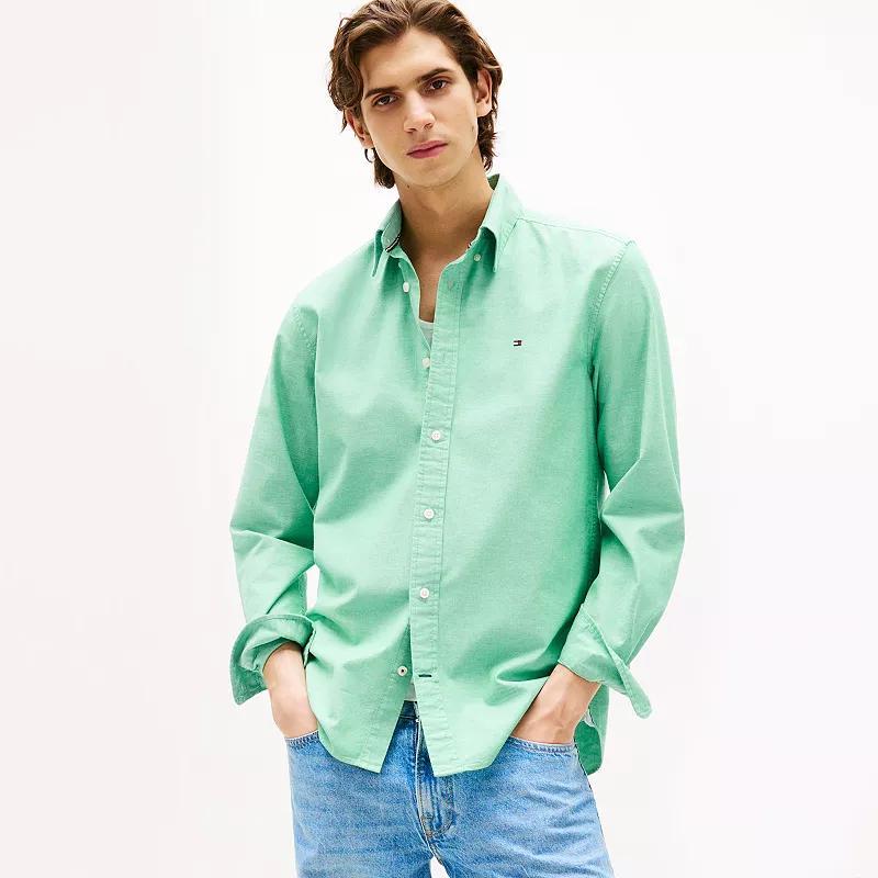 Men's Tommy Hilfiger Regular Fit Essential Stretch Oxford Shirt, Size: XXL, Medium Red Product Image