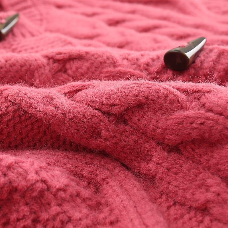 Plain Duffle Crop Cable Knit Cardigan Product Image