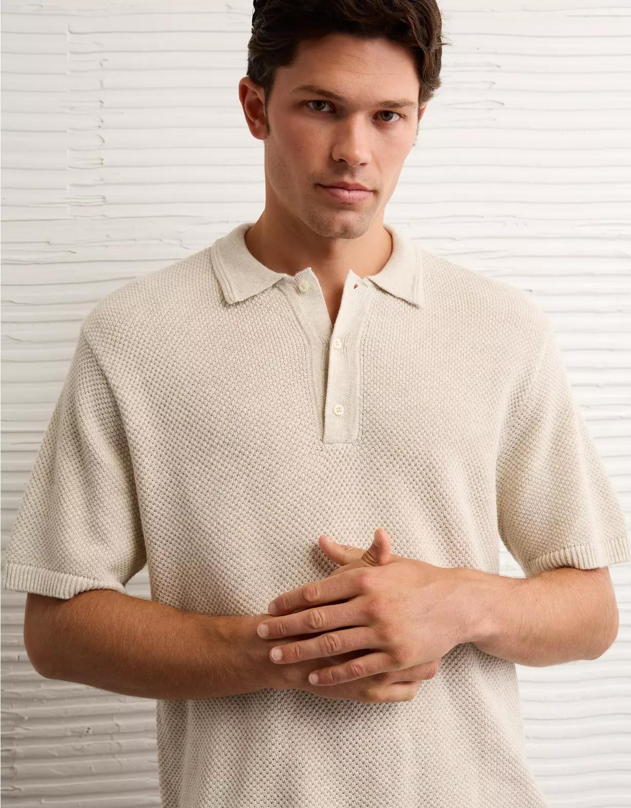 AE Pique Sweater Polo Shirt Product Image