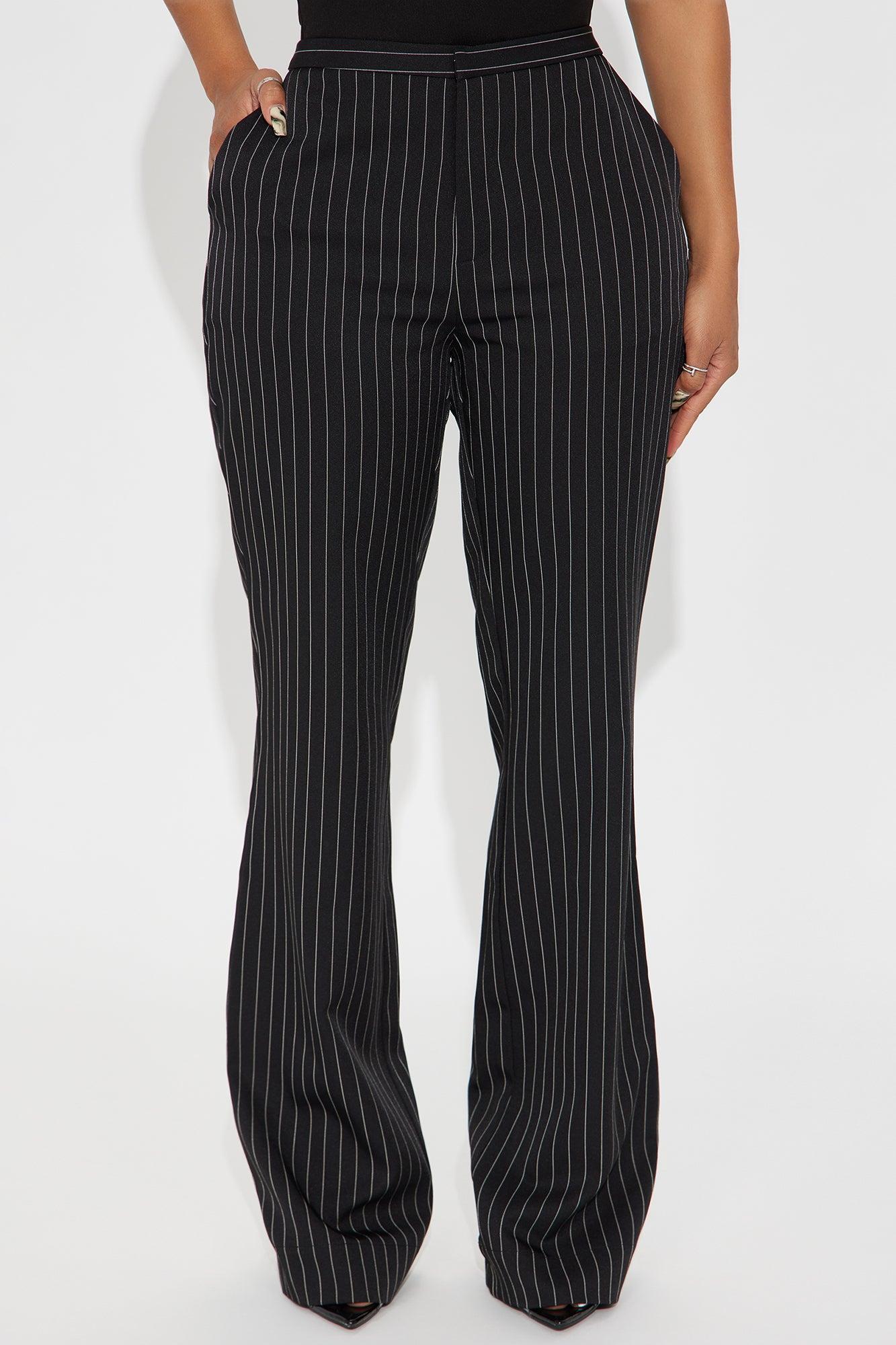 Madalyn Pinstripe Wide Leg Pant - Black Product Image