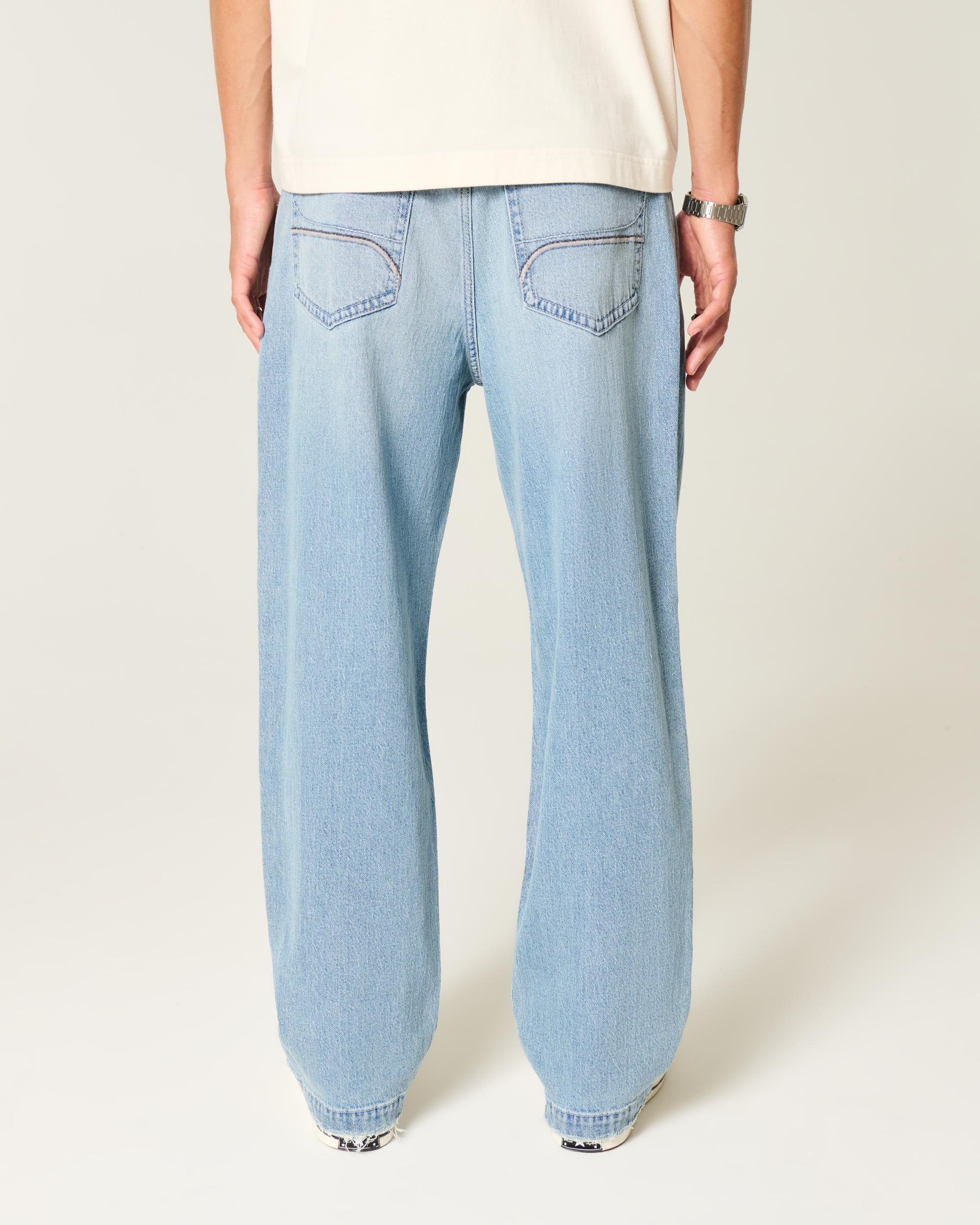 Light Wash Embroidered Baggy Jeans Product Image