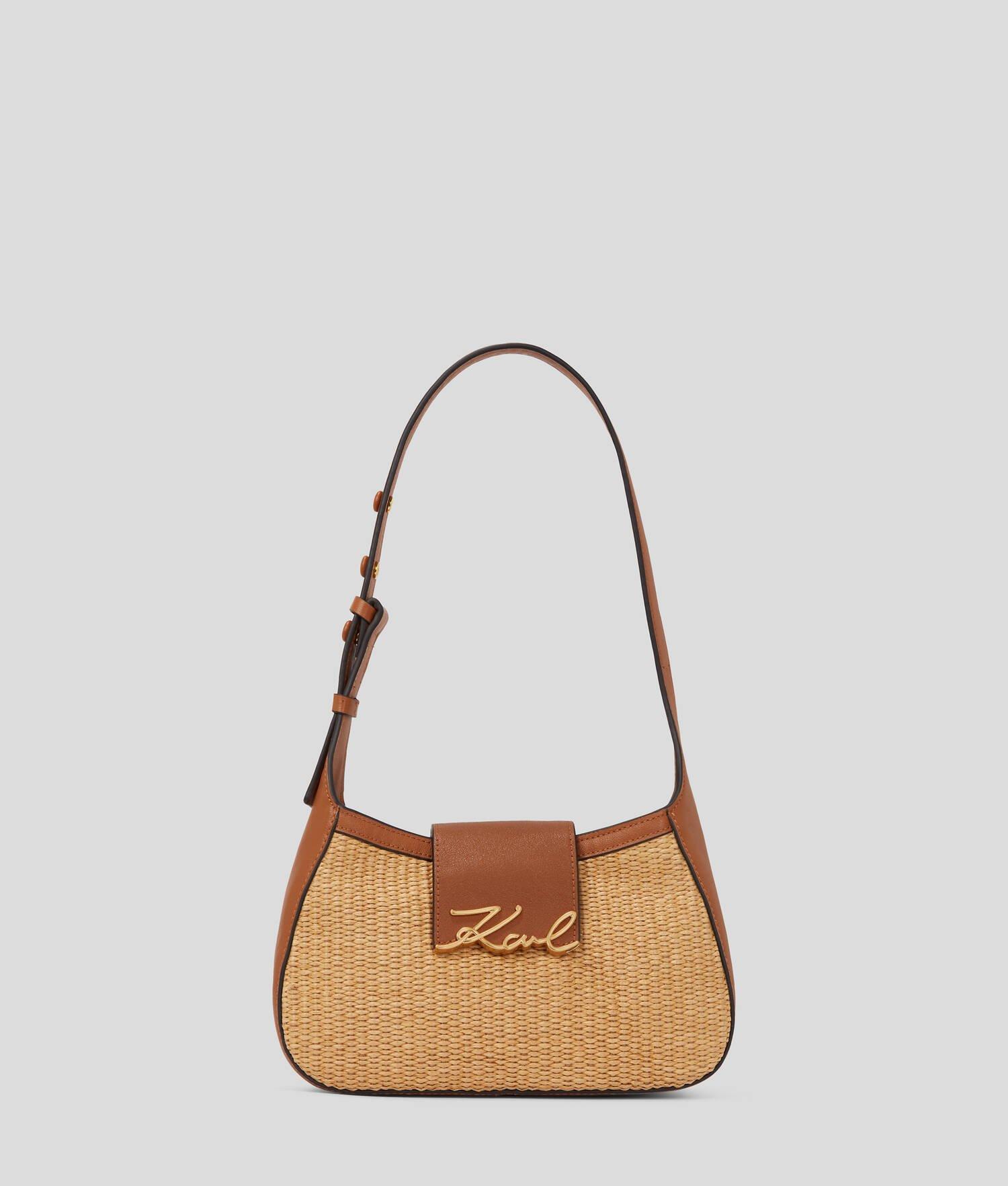 K/SIGNATURE SMALL RAFFIA SHOULDER BAG Product Image