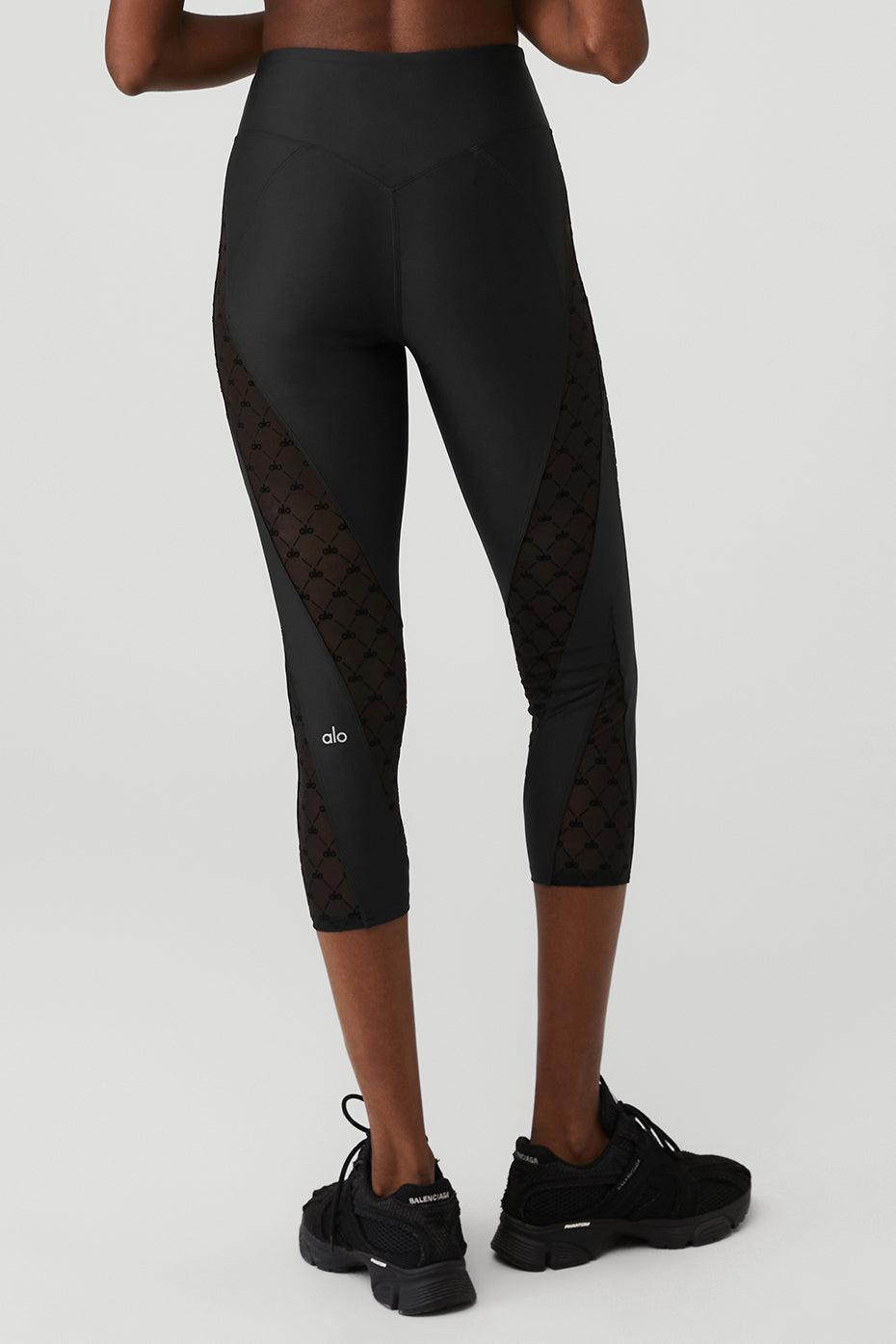 Airlift Mesh High-Waist Celeste Capri - Black Female Product Image