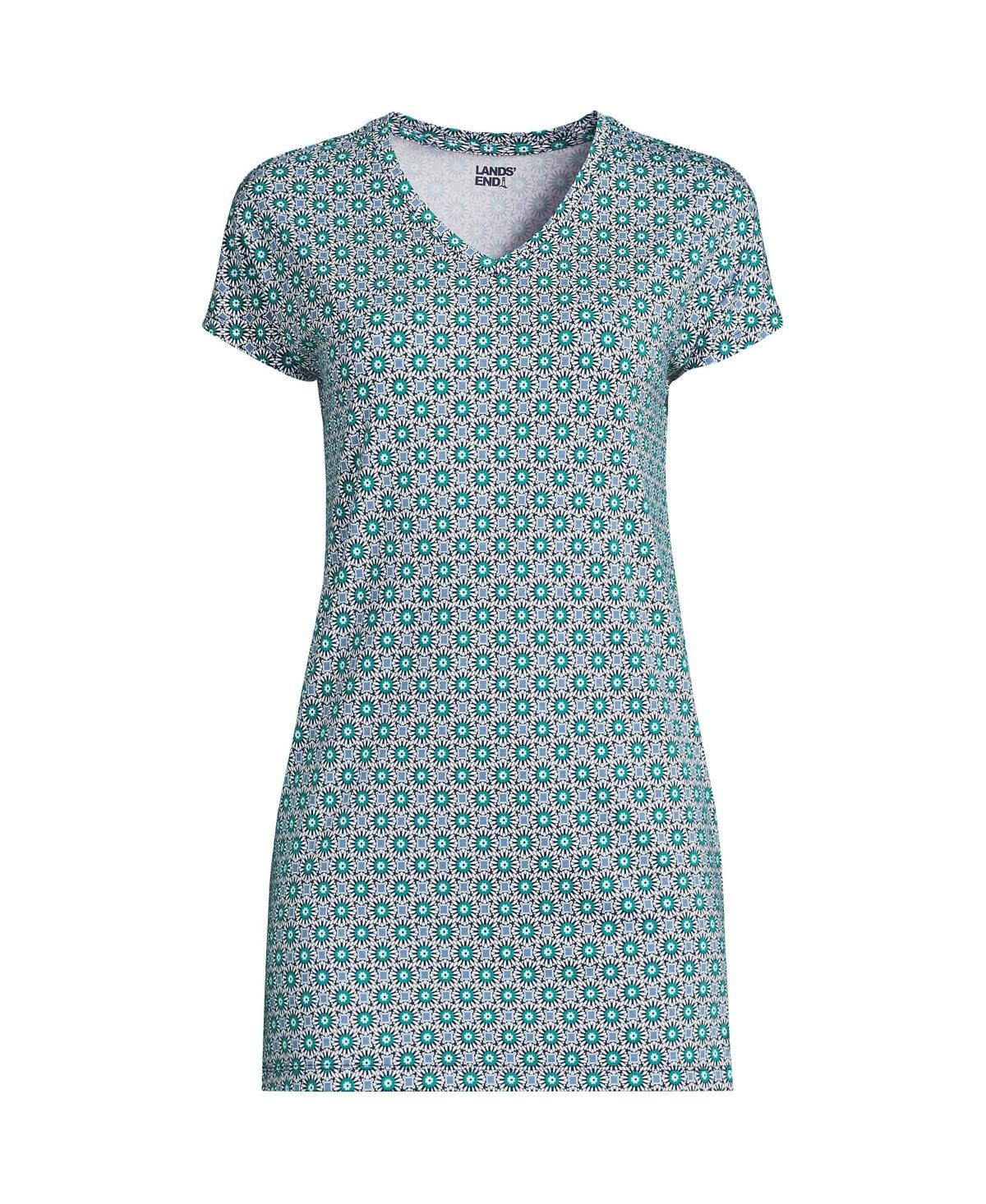 Womens Lands' End Jersey Extra Long V-Neck Tunic, Women's, Size: Medium, Pale Grey Blue Product Image