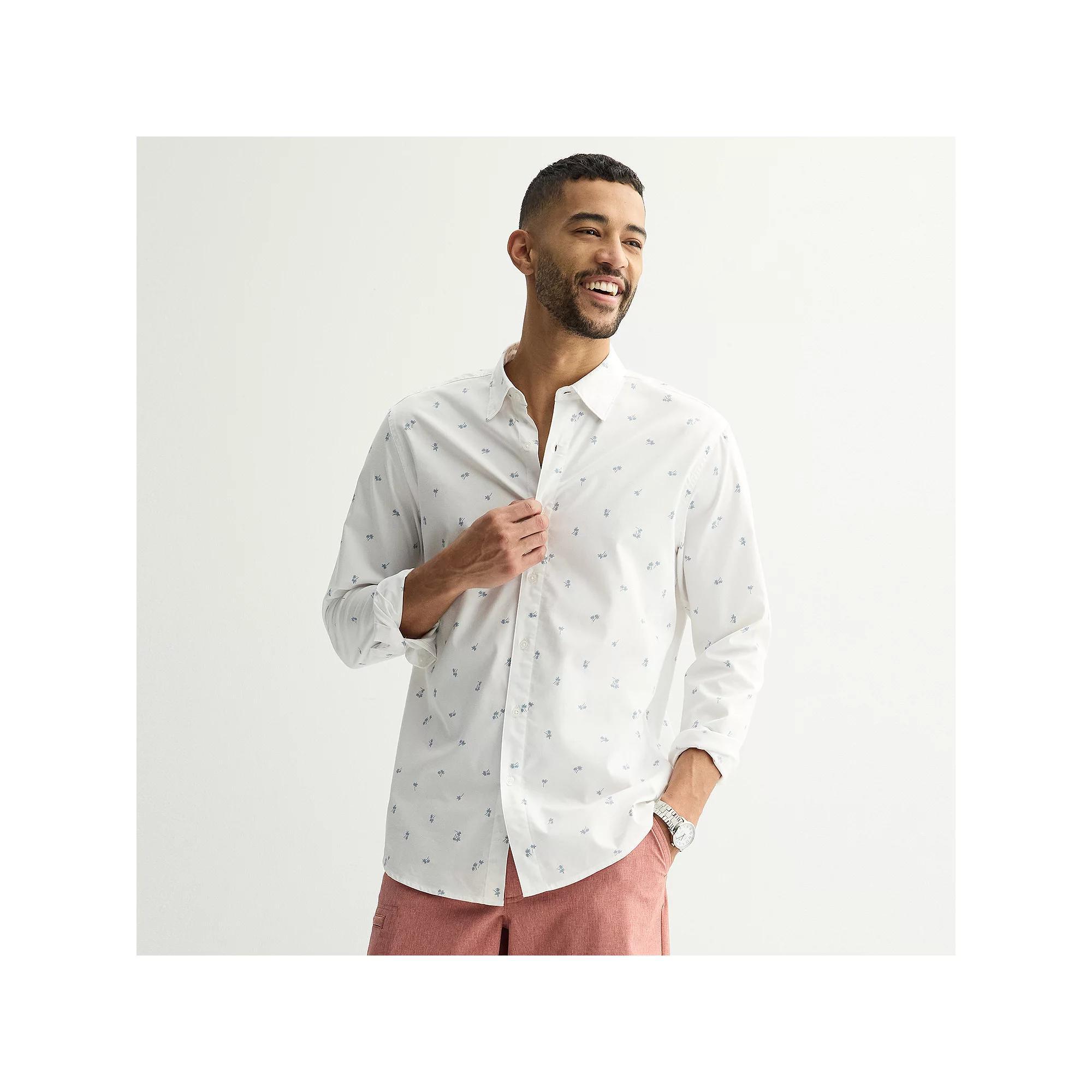 Men's Sonoma Goods For Life® Long Sleeve Performance Button-Down Shirt, Size: XXL, Light Paco Palm Product Image