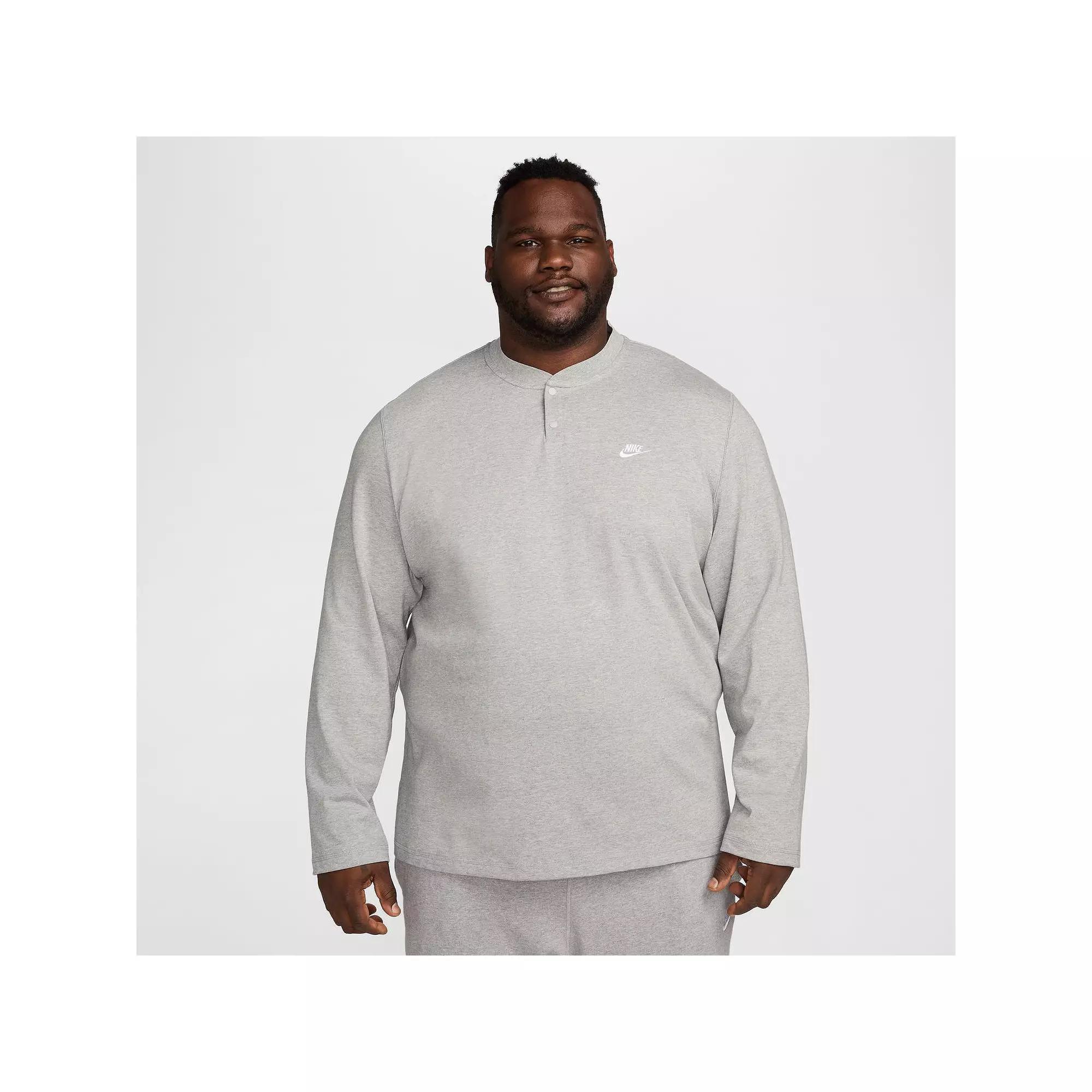 Men's Nike Club Fleece Long Sleeve Henley, Size: Medium, Black Product Image