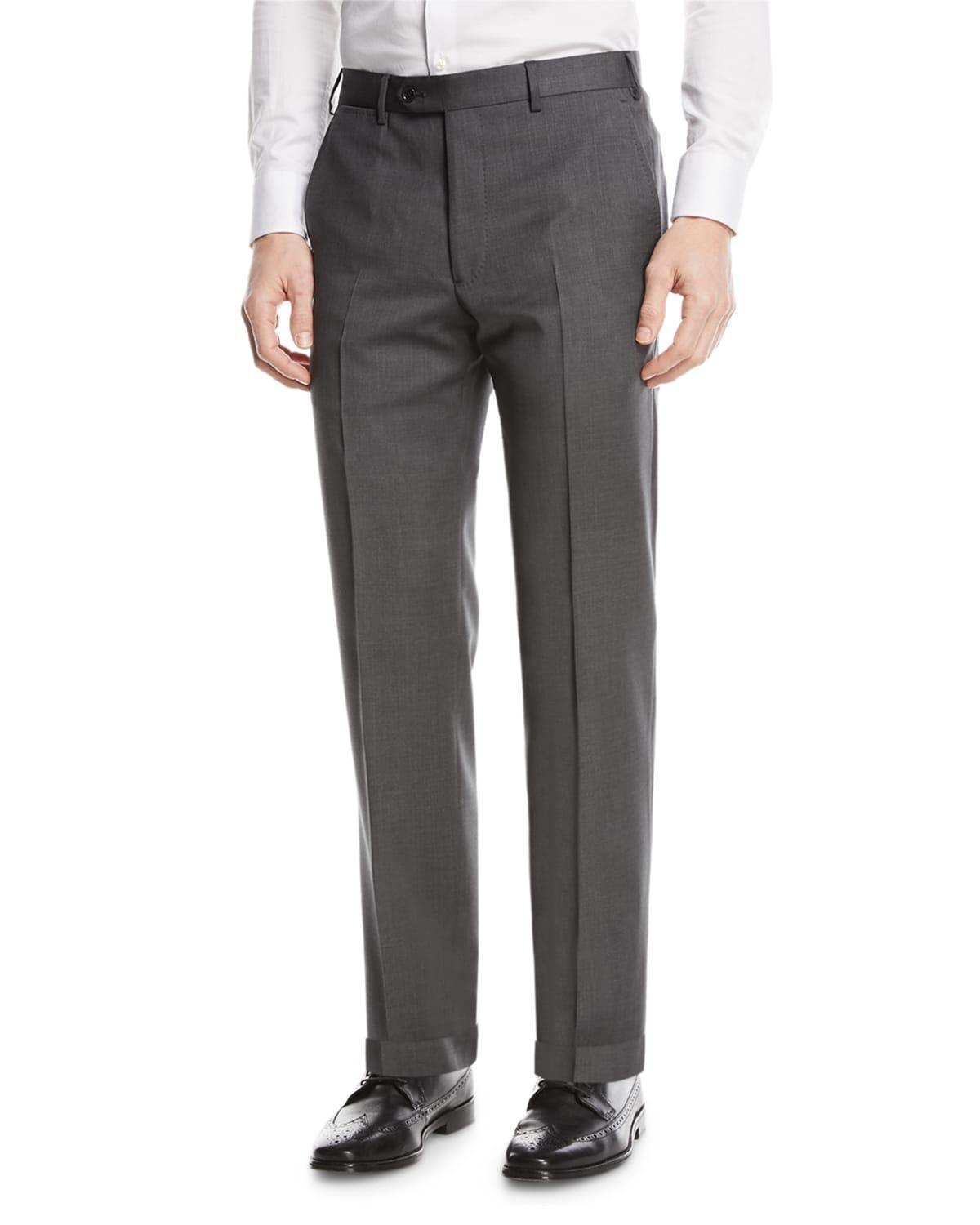 Basic Flat-Front Wool Trousers Product Image