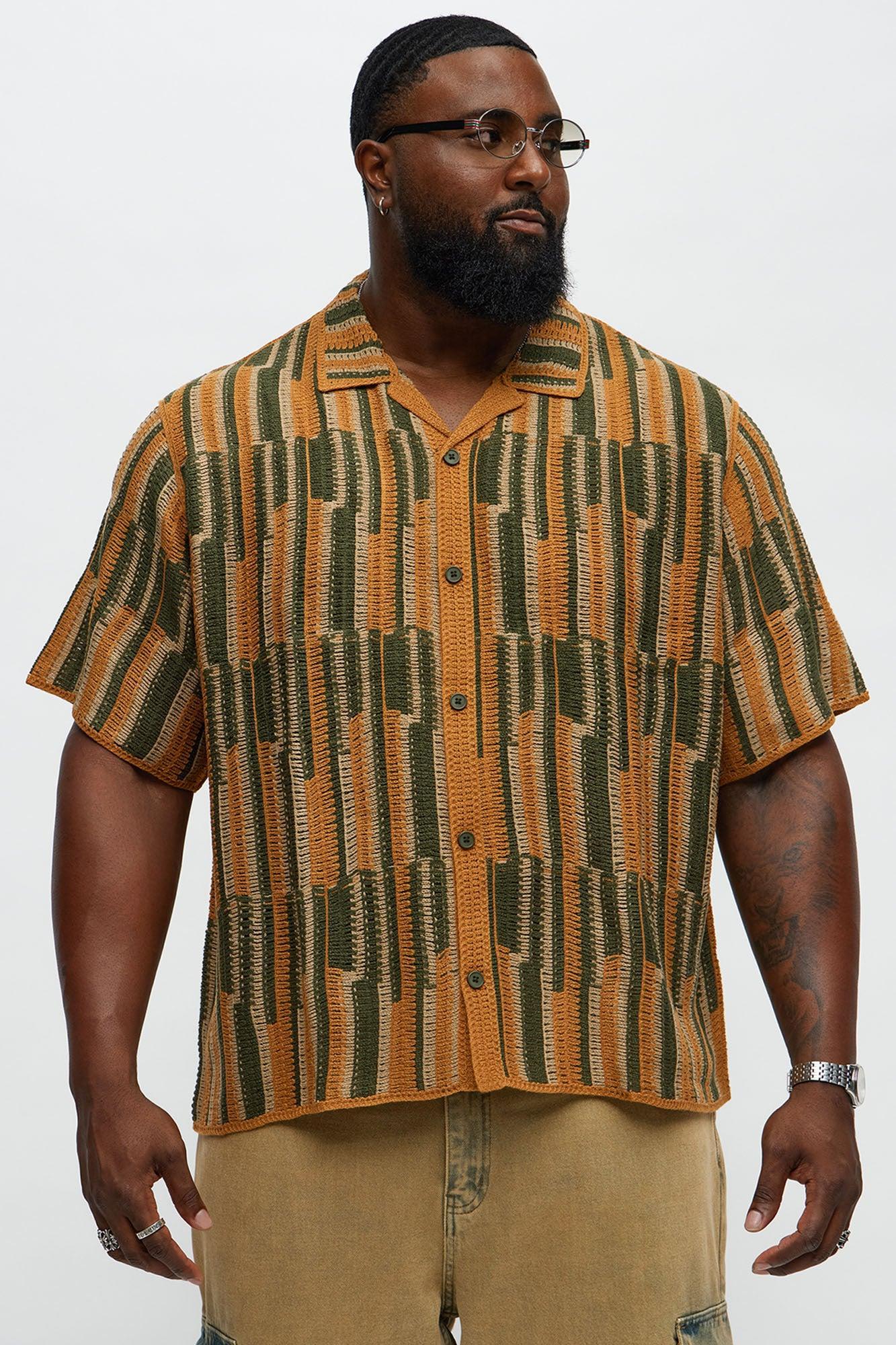 Victor Crochet Cuban Collar Button Down Shirt - Multi Color Product Image
