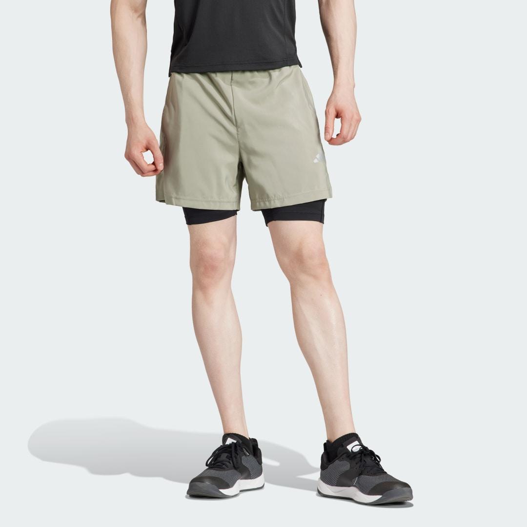 adidas Gym Training 2-in-1 Shorts Semi Blue Burst 2XL Mens Product Image