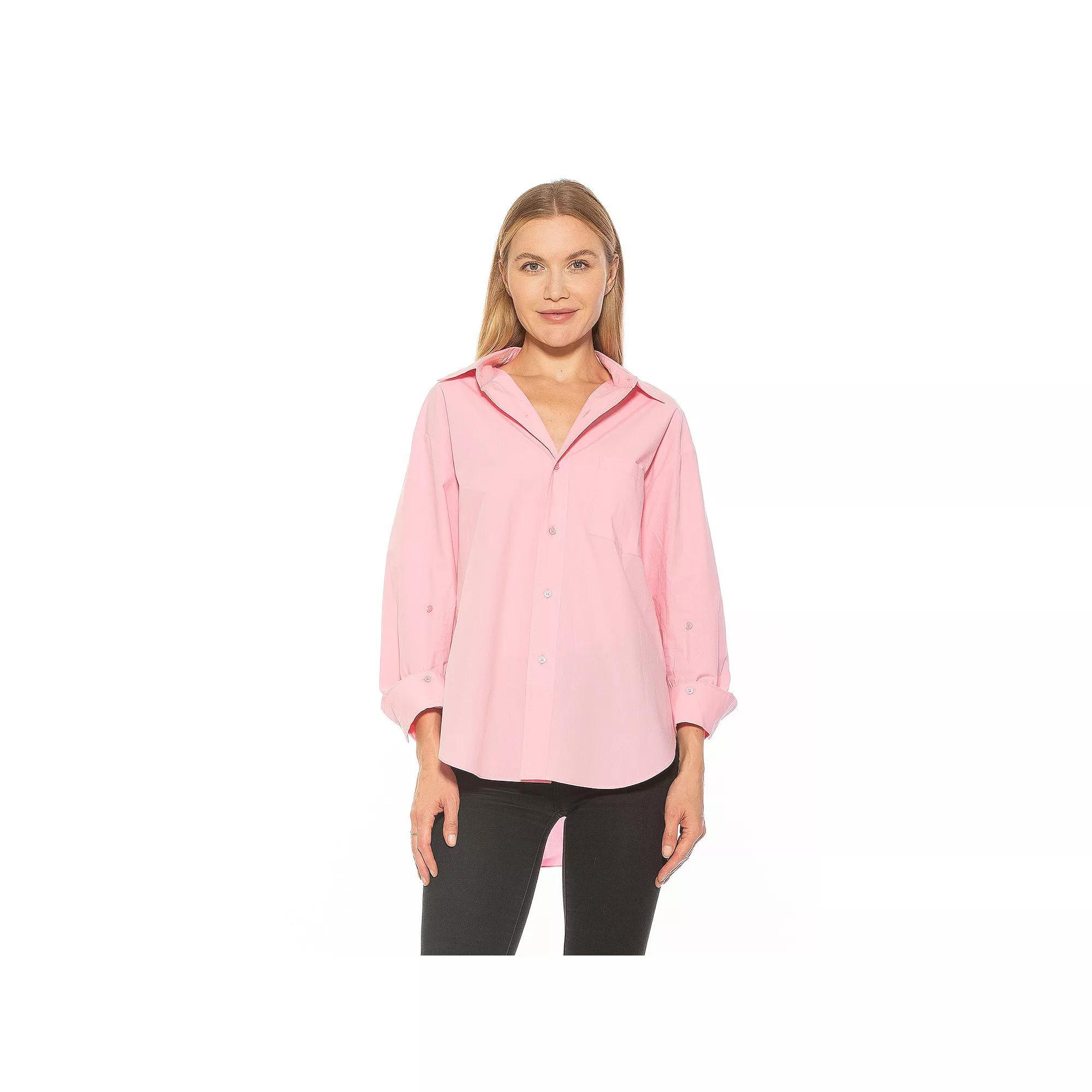 Women's ALEXIA ADMOR Amber Classic Boyfriend Fit Button Down Shirt, Size: XL, Blue Product Image
