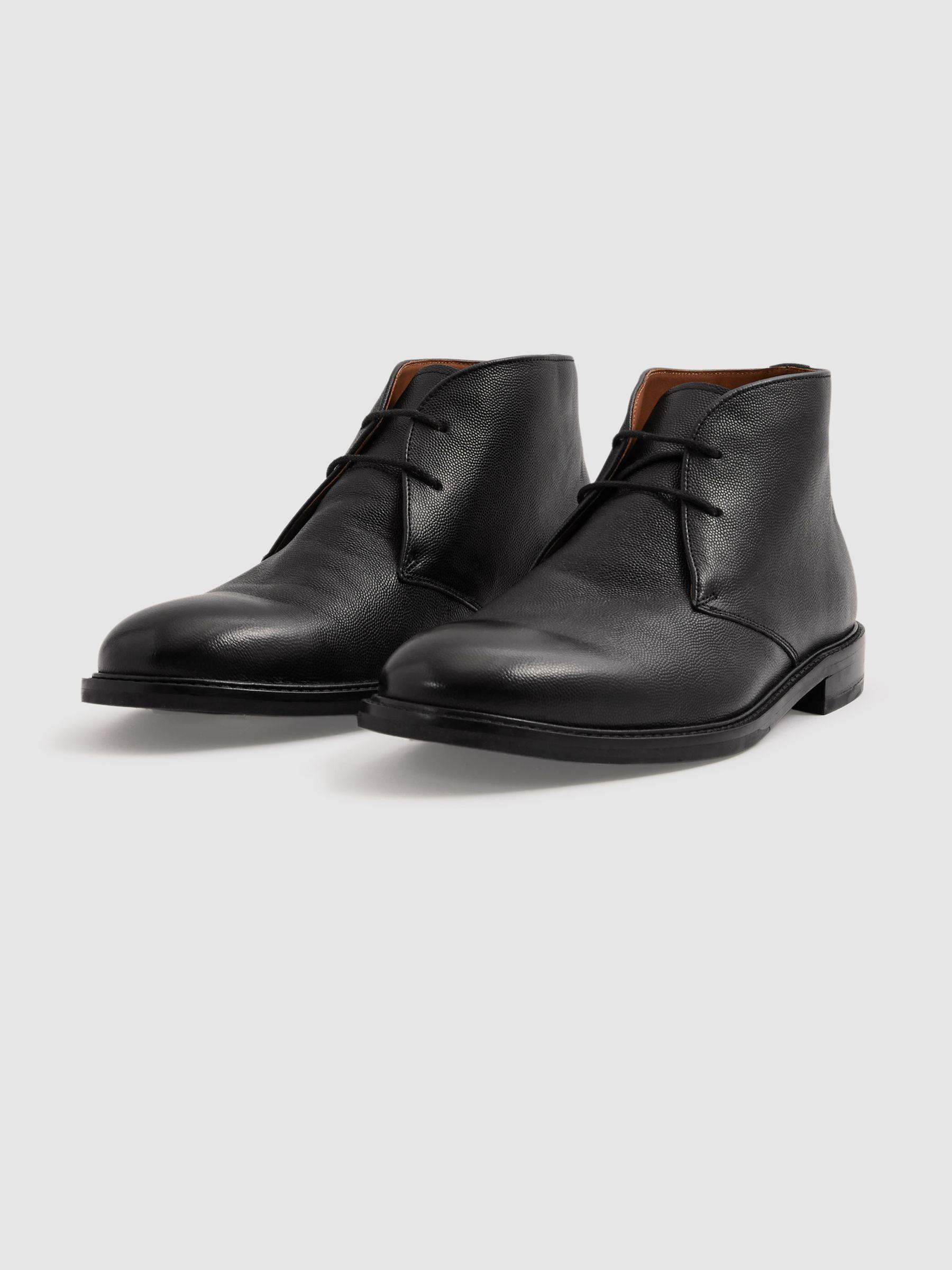 Cooper Black Grained Leather Chukka Boots Product Image