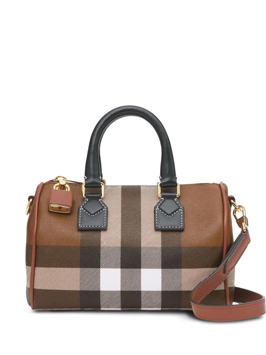 BURBERRY Mini House Check Bowling Bag In Brown Product Image