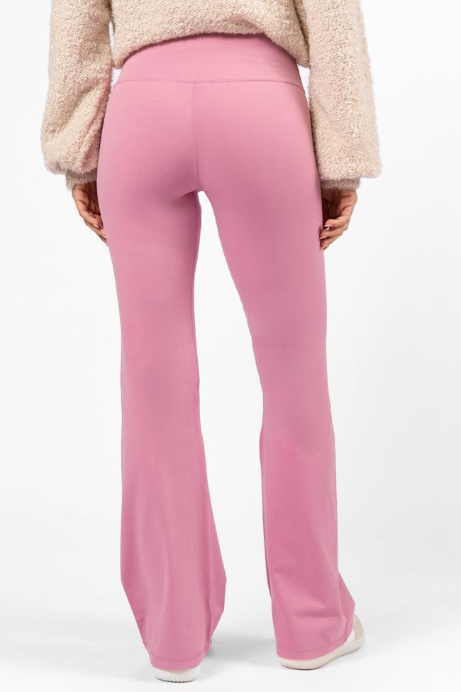 Get Moving Pink Flare Knit Leggings FINAL SALE Product Image