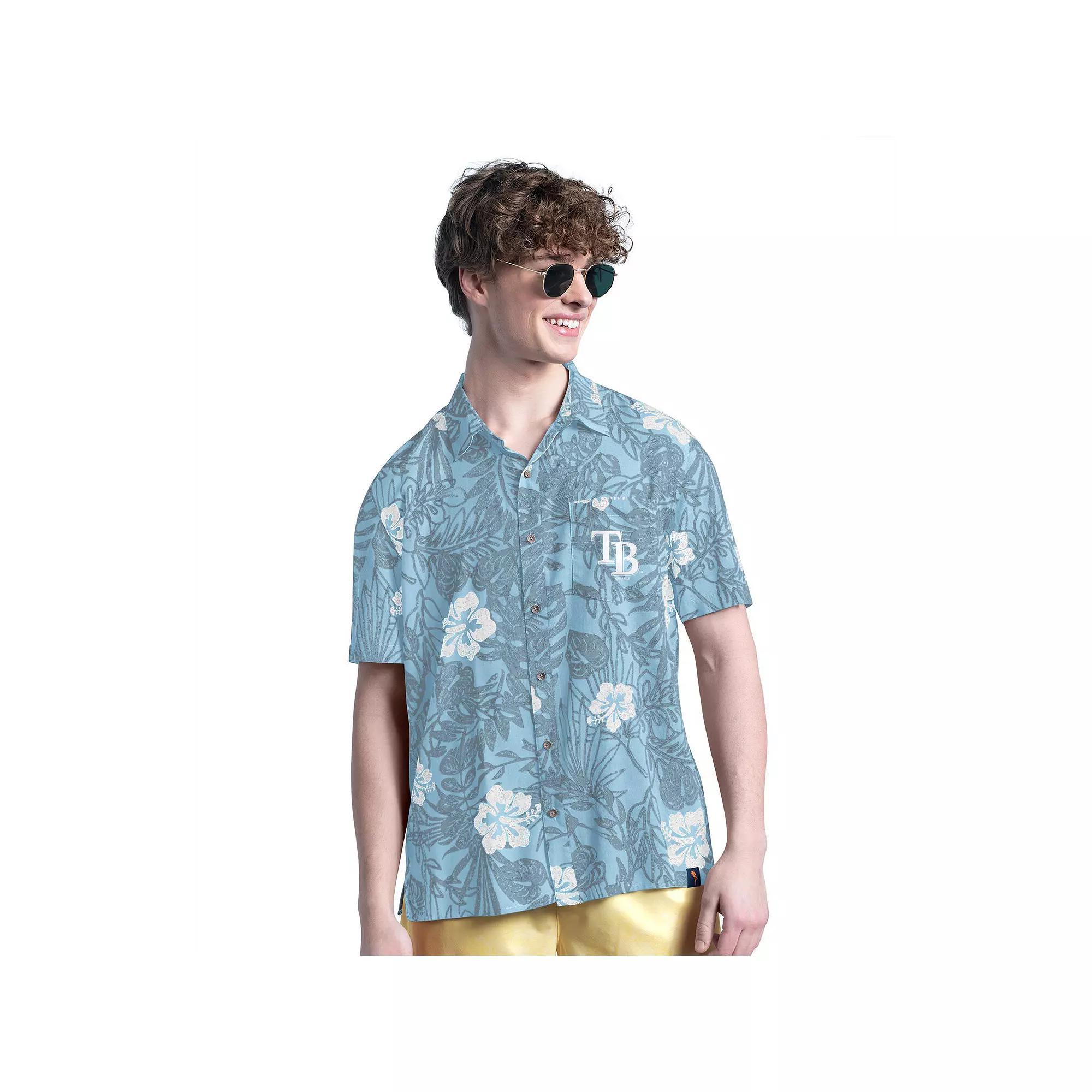 Men's Margaritaville Blue Tampa Bay Rays Palm Shade Party Button-Up Shirt, Size: Medium Product Image