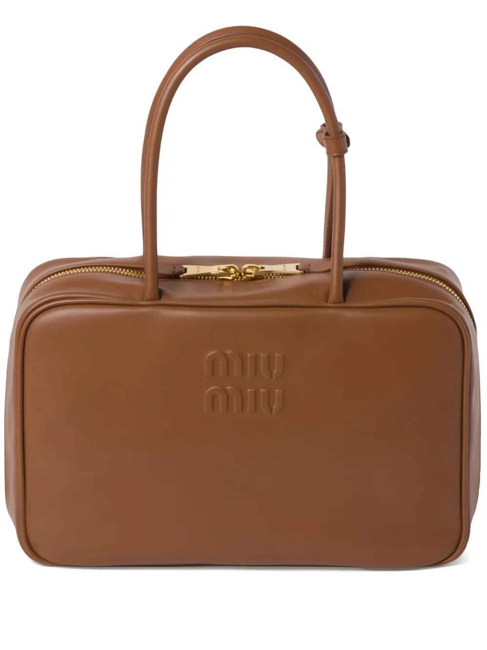 MIU MIU Leather Top-handle Bag In Brown Product Image