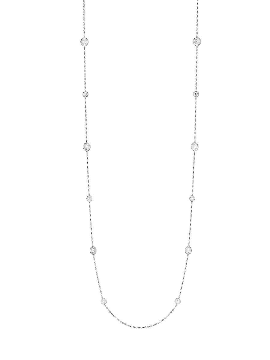 Womens Elevate Cubic Zirconia Paper Clip Station Necklace Product Image