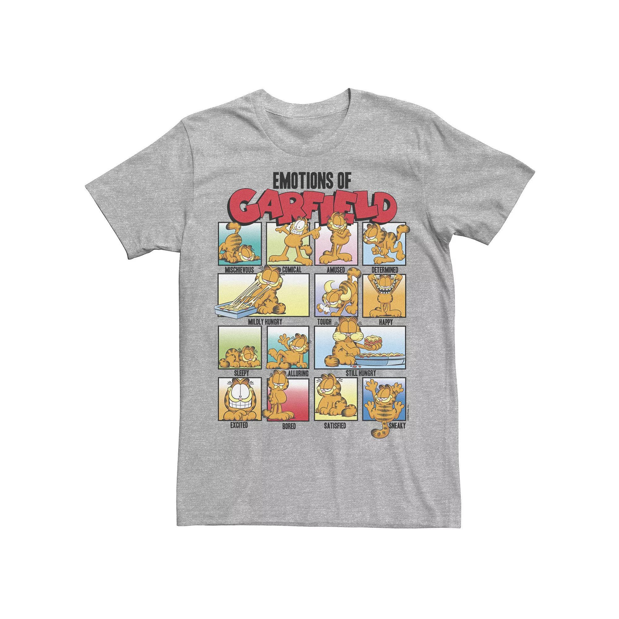 Mens Garfield Emotions Of Garfield Poster Tee Athletic Grey Product Image