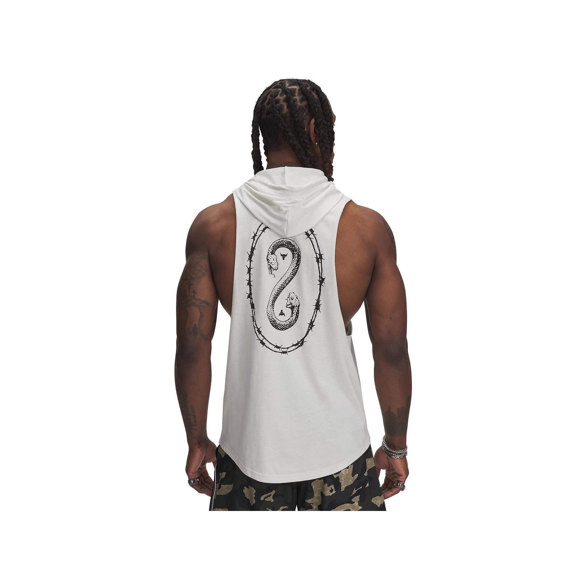Men's Under Armour Project Rock Snake Sleeveless Hoodie, Size: XL, White Clay Product Image