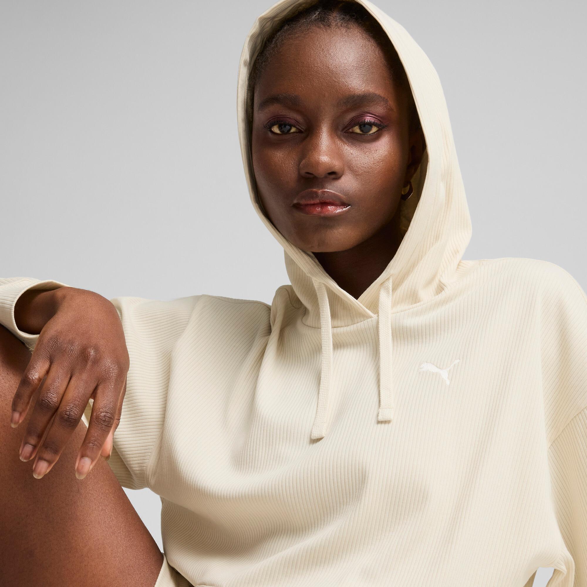 PUMA ESS ELEVATED Comfort Rib Hoodie Women Product Image