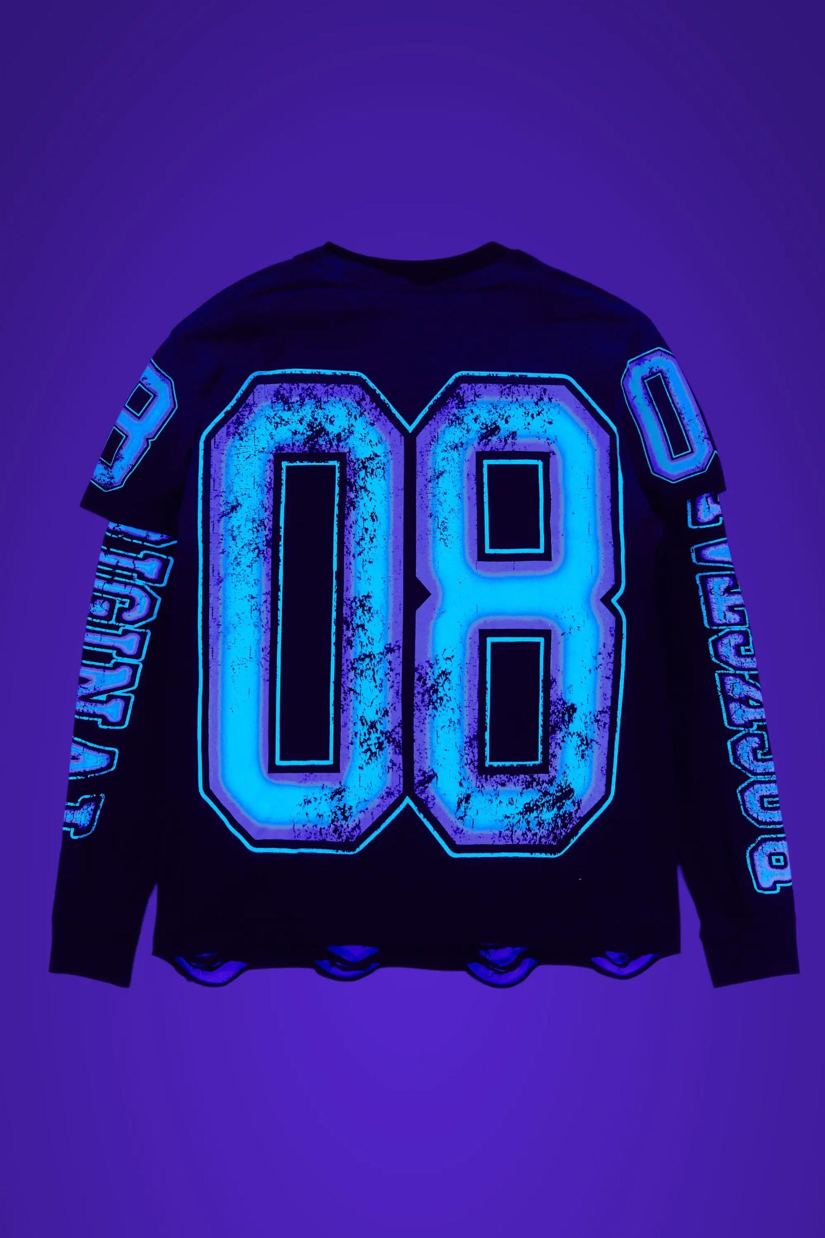 Fields Black/Purple Double Layer Long Sleeve Graphic T-Shirt Male Product Image