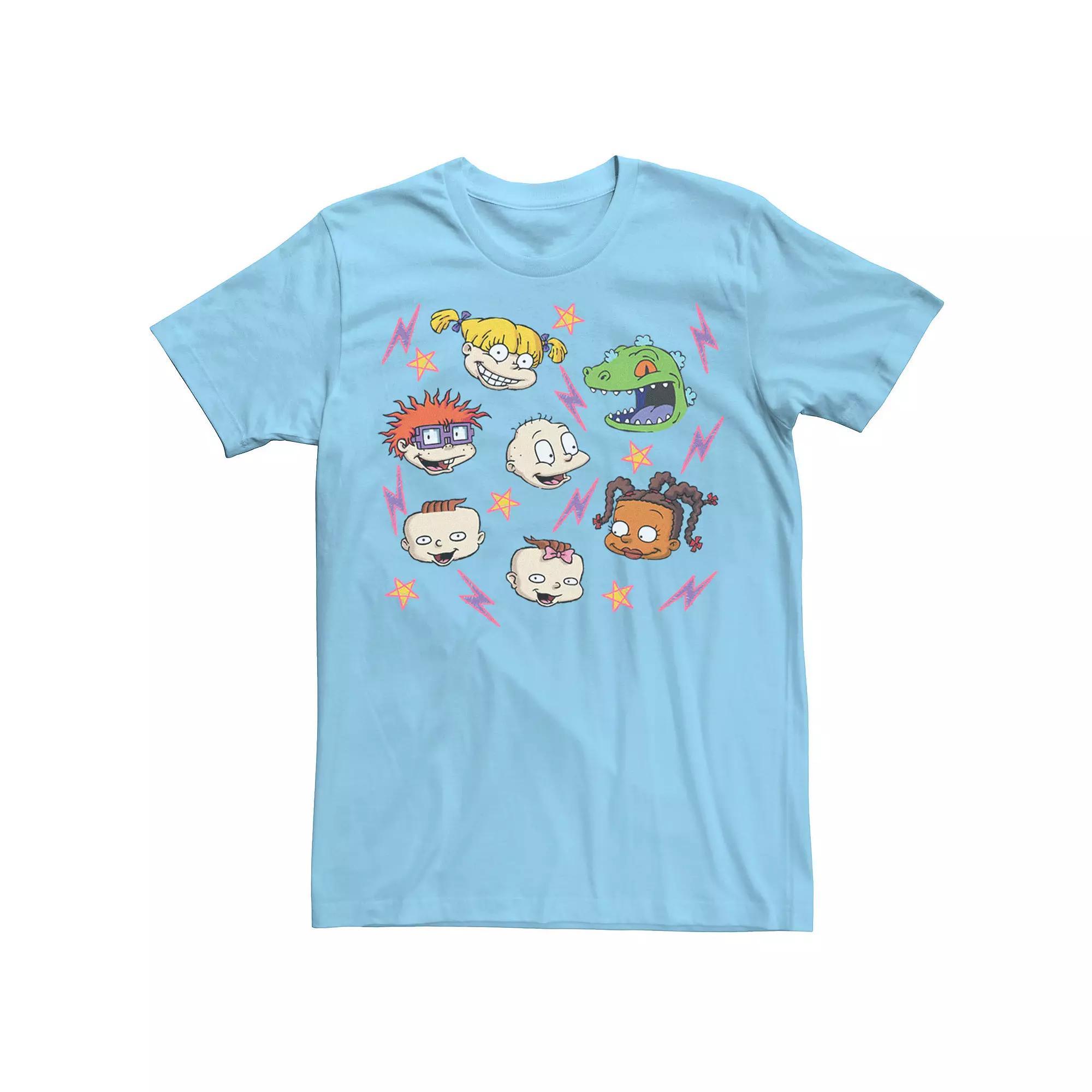 Men's Rugrats Retro Group Faces Tee, Size: Large, Light Blue Product Image