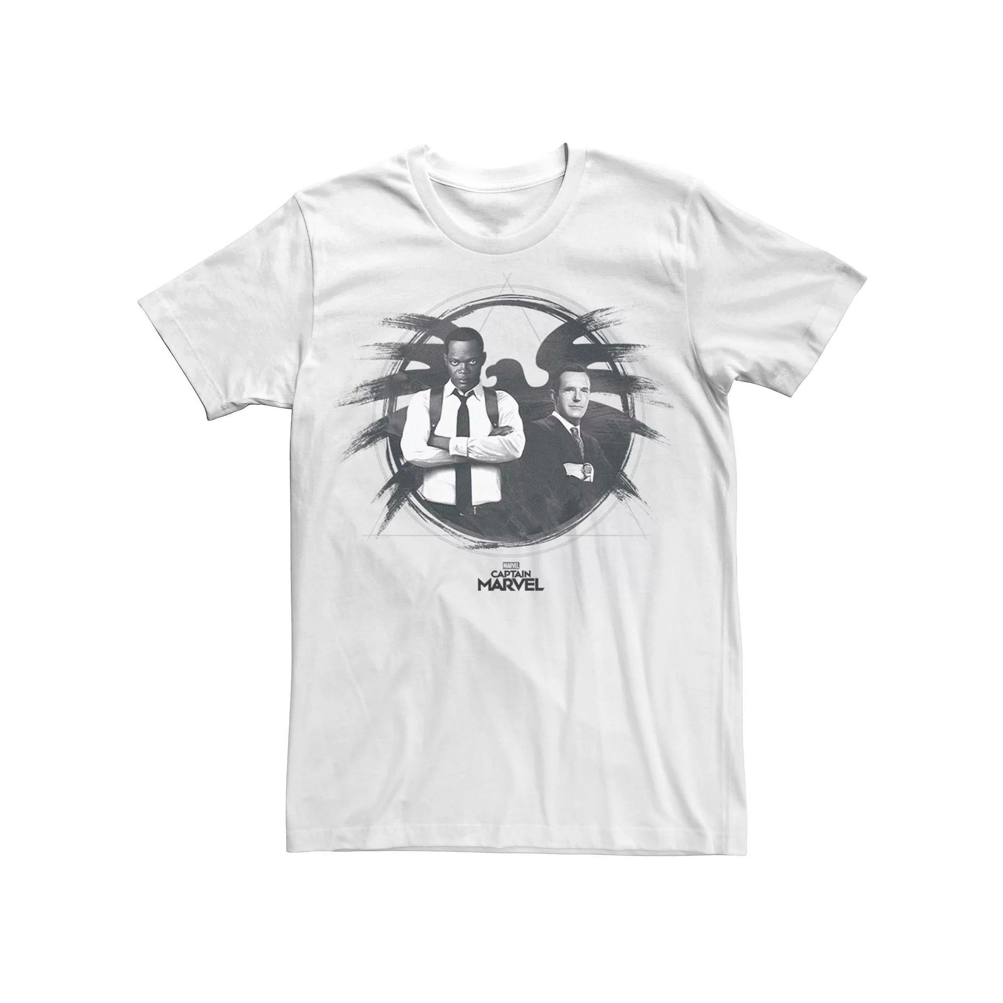Men's Captain Marvel Shield Agents Tee, Size: XXL, White Product Image