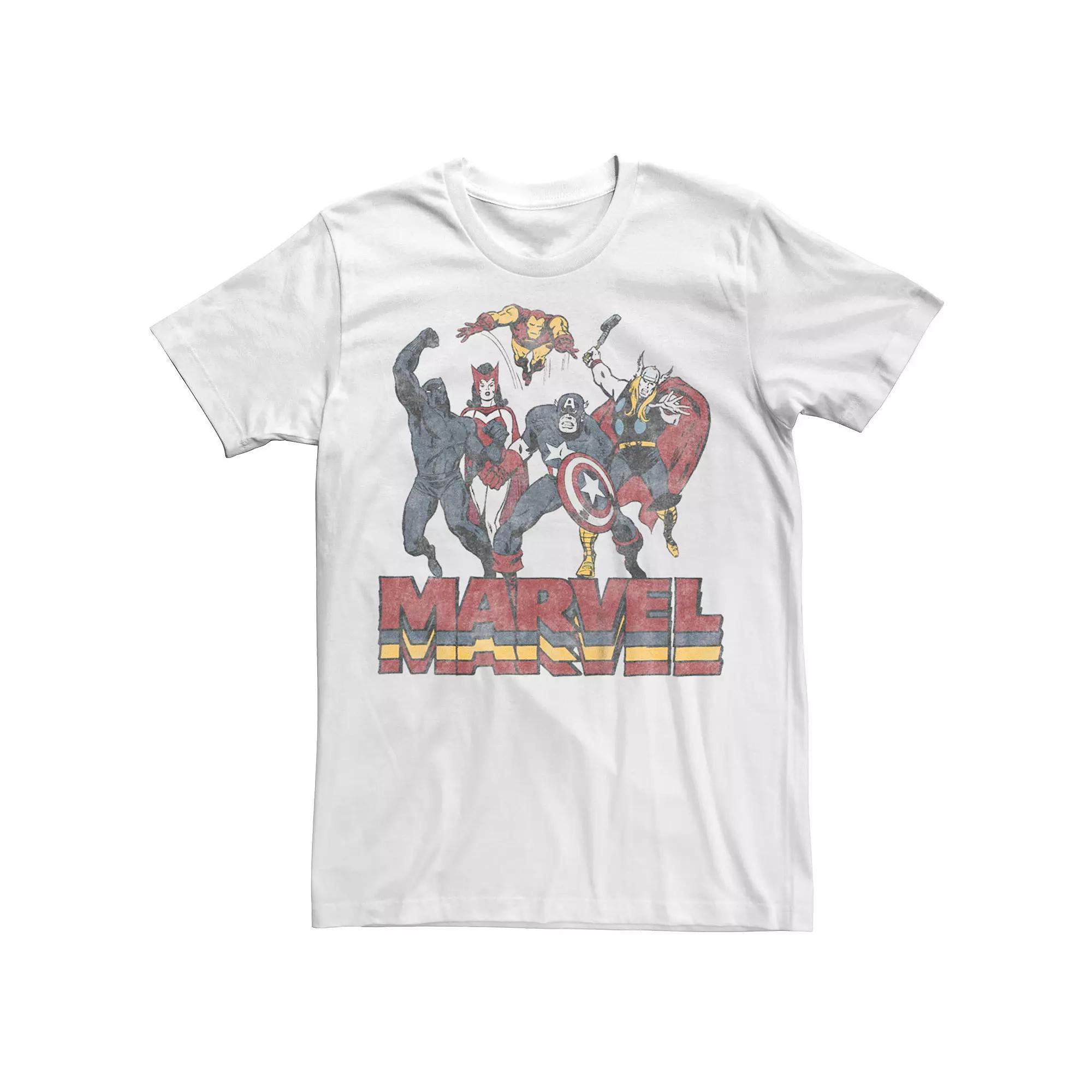 Men's Marvel Comics Vintage Superheroes Lineup Graphic Tee, Size: Medium, White Product Image