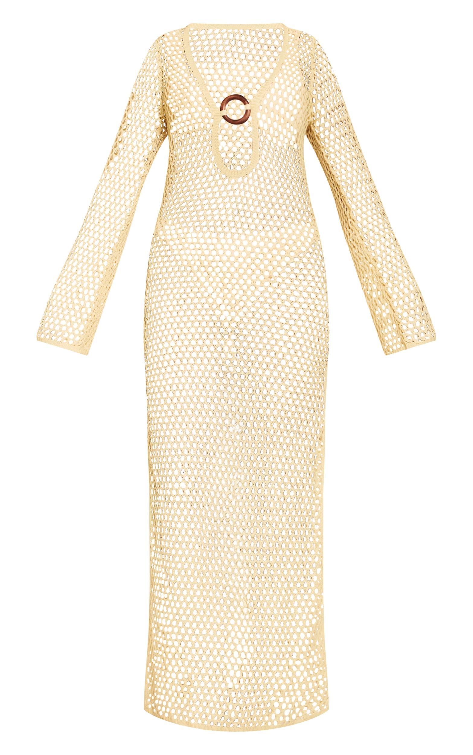 Cream Crochet O Ring Maxi Beach Dress Product Image