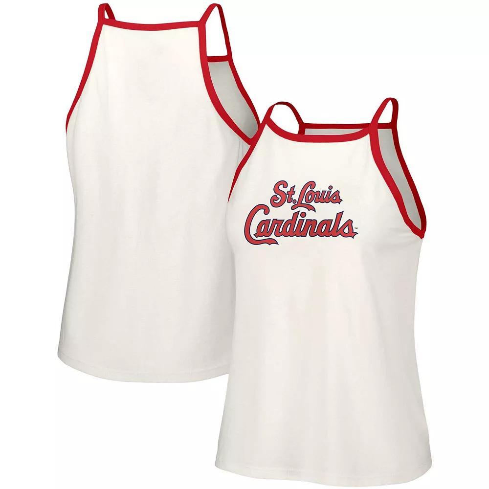 Women's Lusso Style  White St. Louis Cardinals Nadine Halter Tank Top, Size: Small Product Image