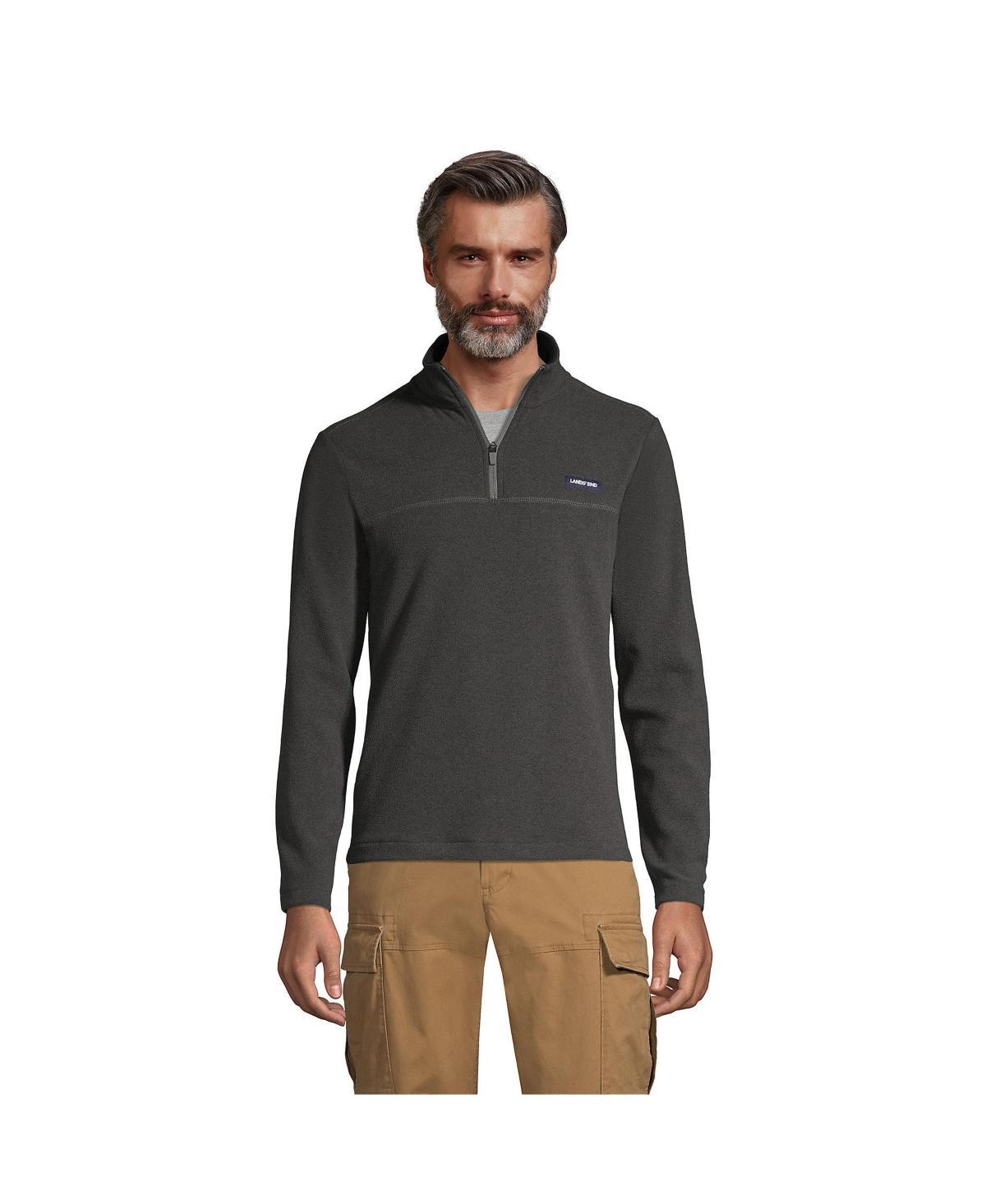 Big & Tall Lands End Fleece Quarter-Zip Pullover, Mens Dark Grey Heather Product Image