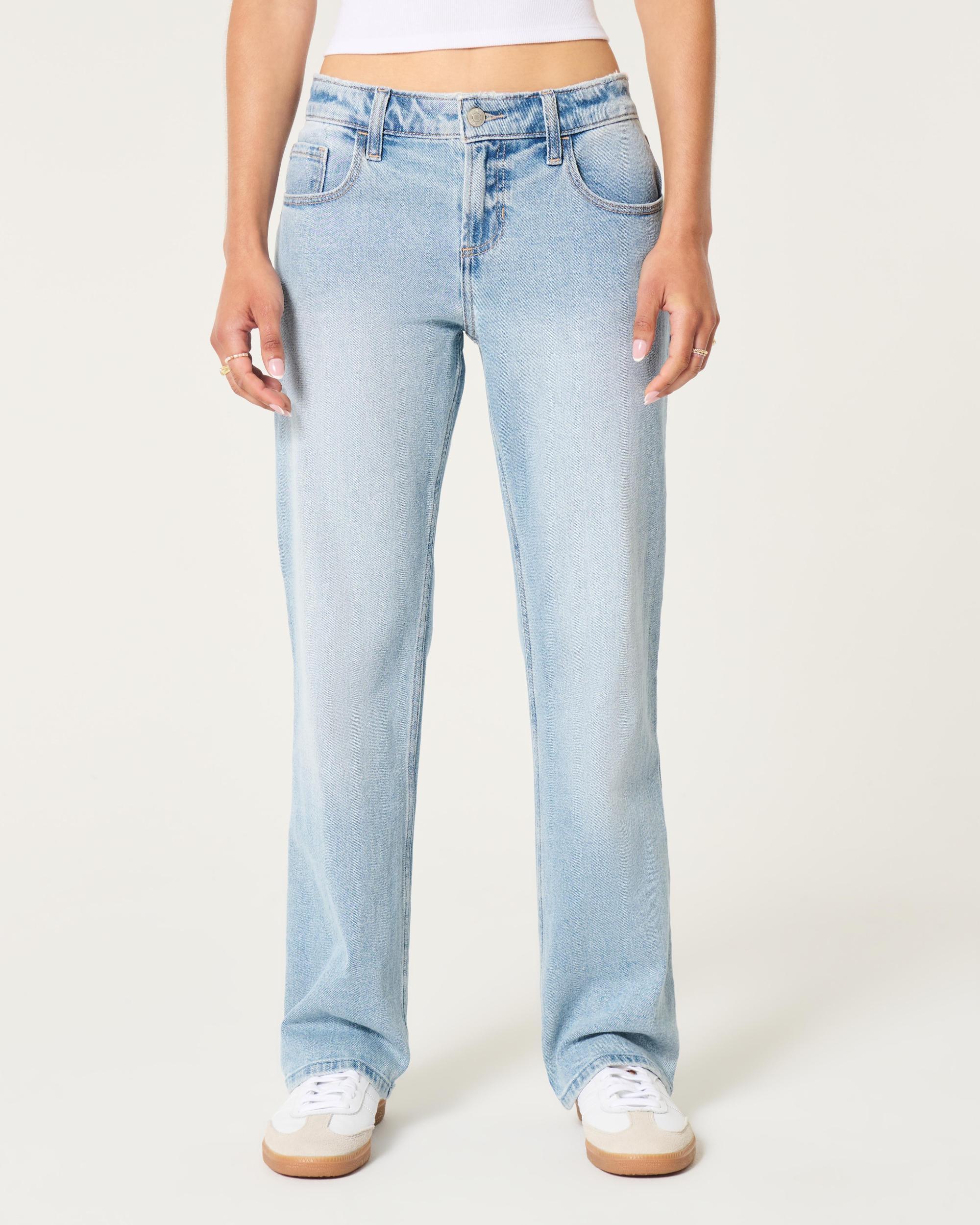 Low-Rise Light Wash Relaxed Straight Jeans Product Image