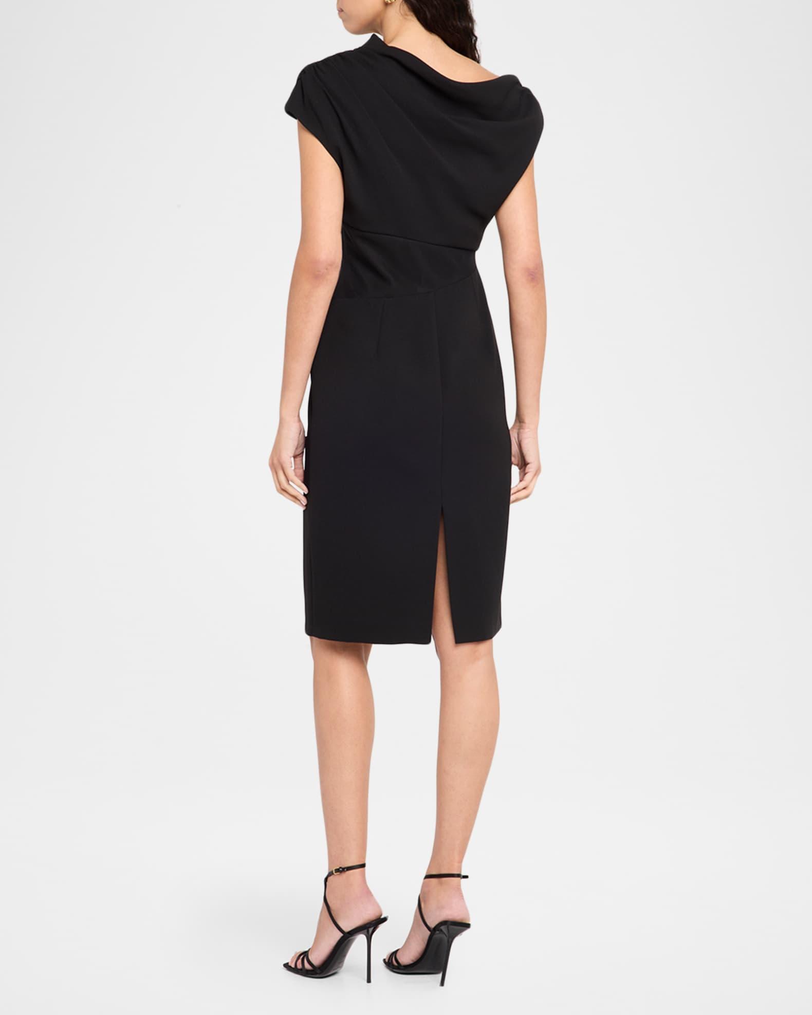 Draped One-Shoulder Jersey Knit Midi Dress Product Image