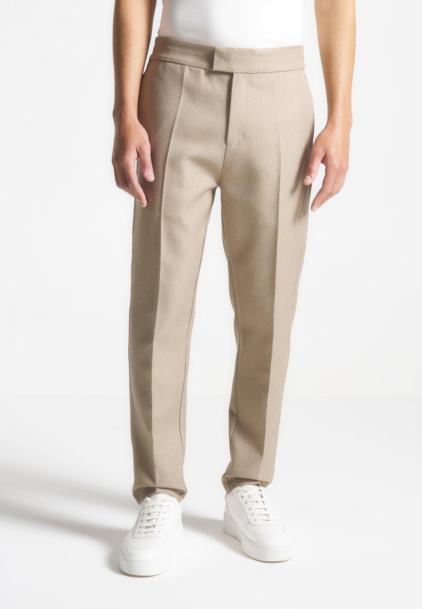 Slim Fit Tailored Trousers - Beige Male Product Image