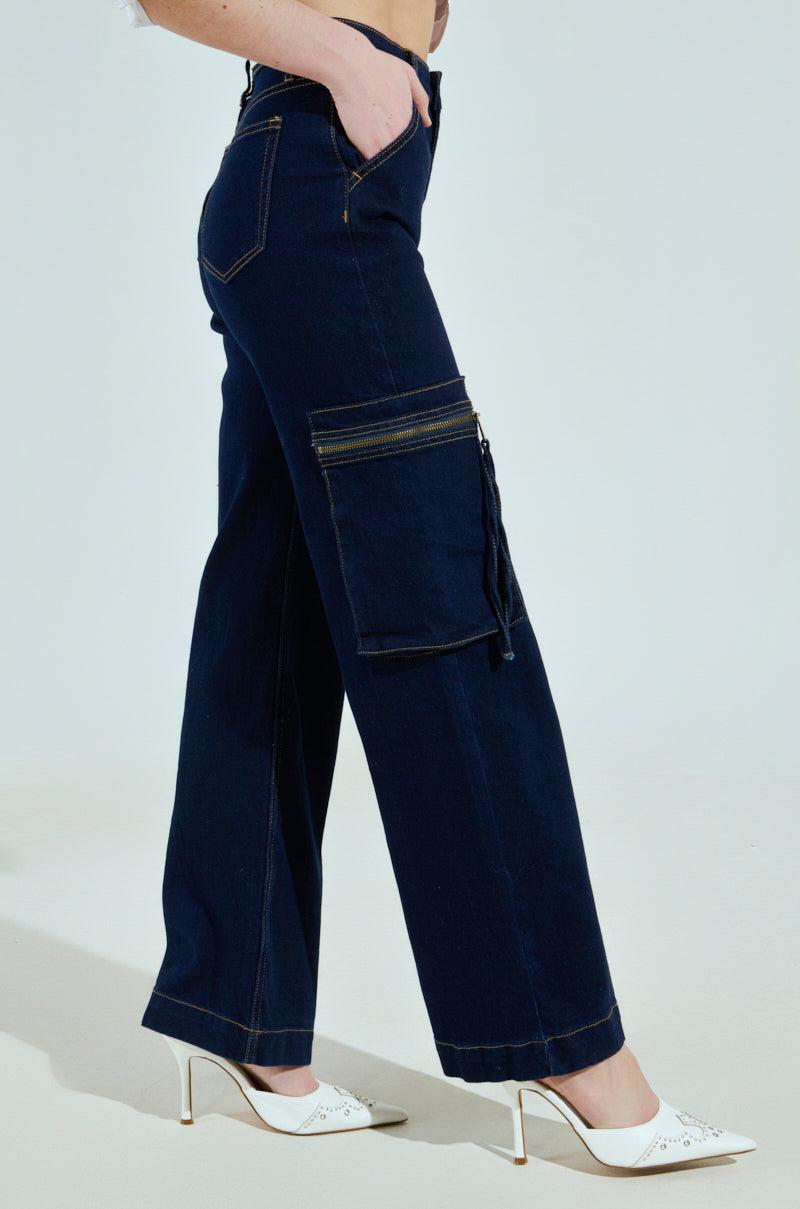 JUST ROCK WITH IT CARGO DENIM PANT Product Image