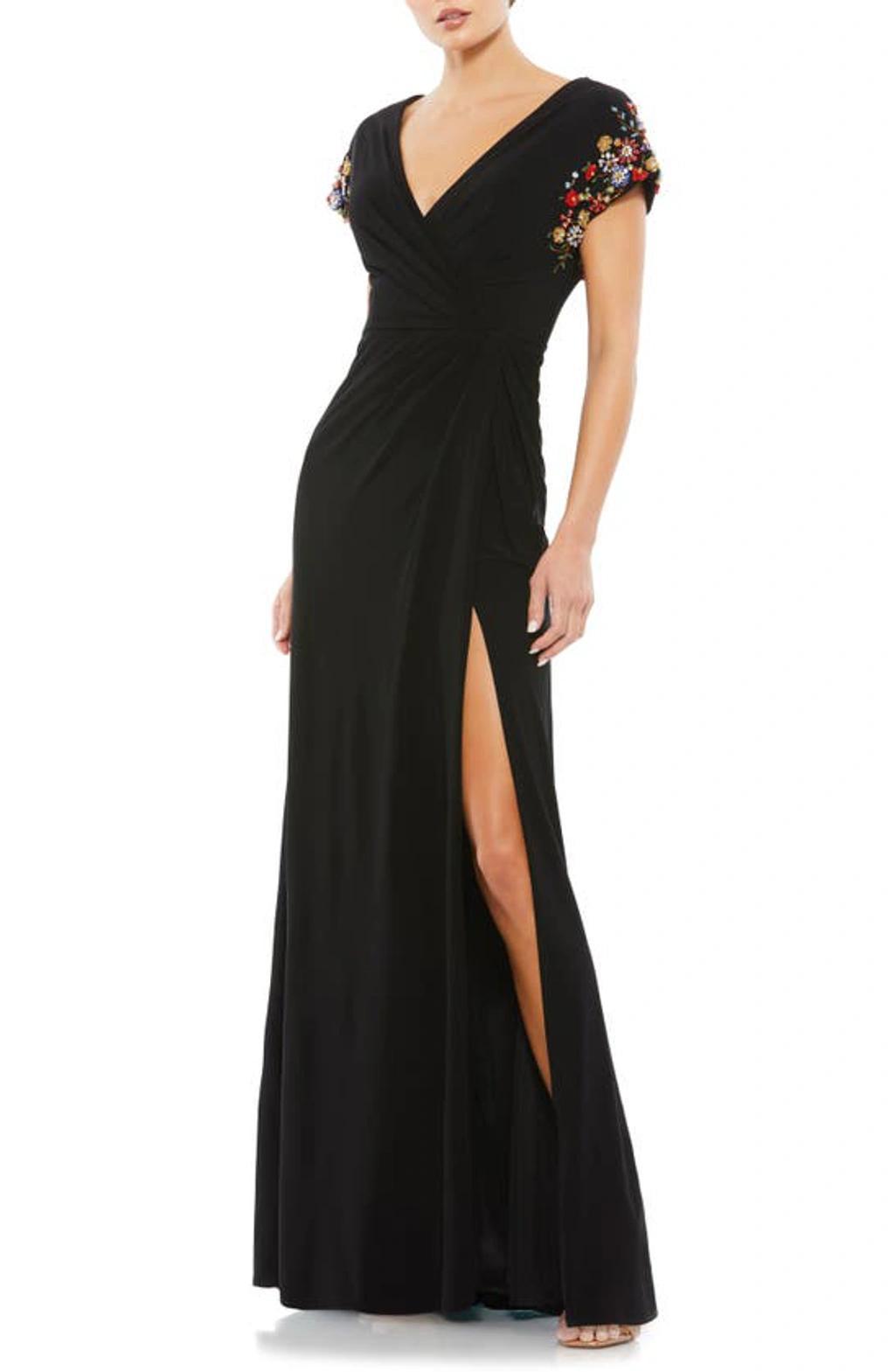 Womens Embellished Wrap Gown Product Image