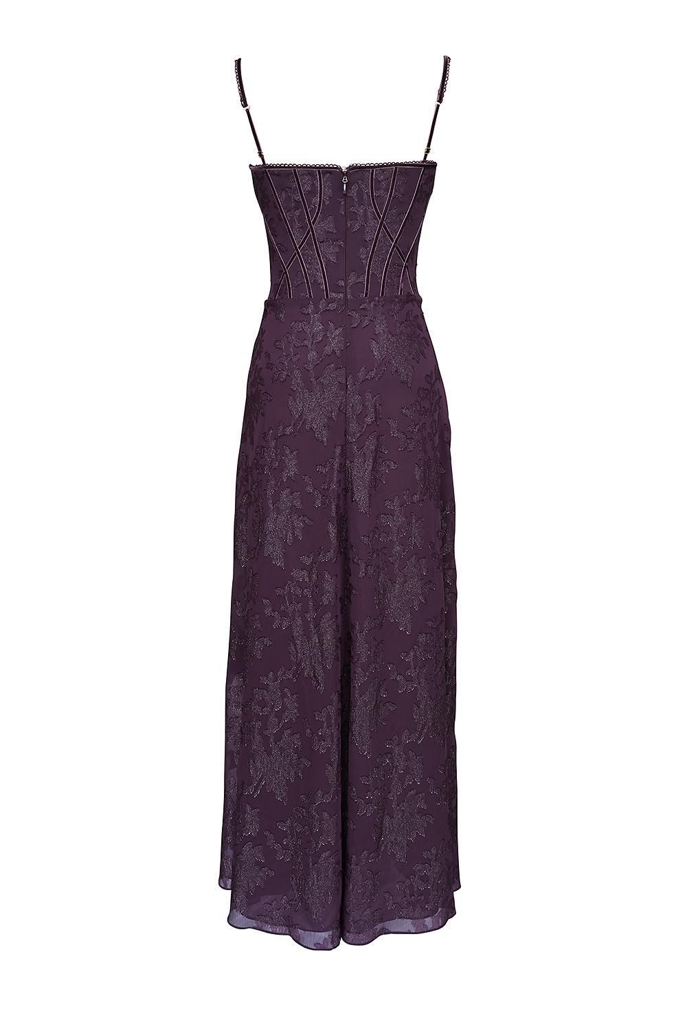 Esme Grape Lurex Chiffon Maxi Dress Product Image