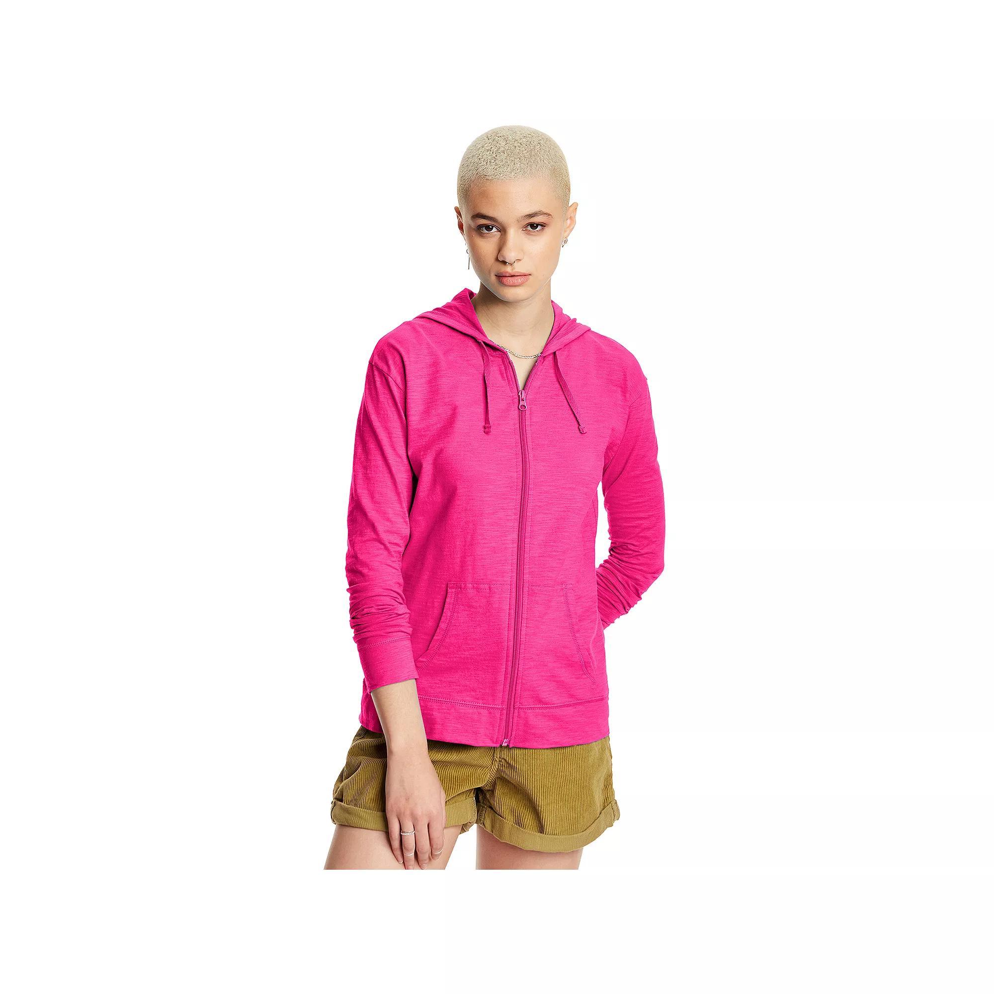 Womens Hanes Slub Jersey Full Zip Hooded Sweatshirt Product Image