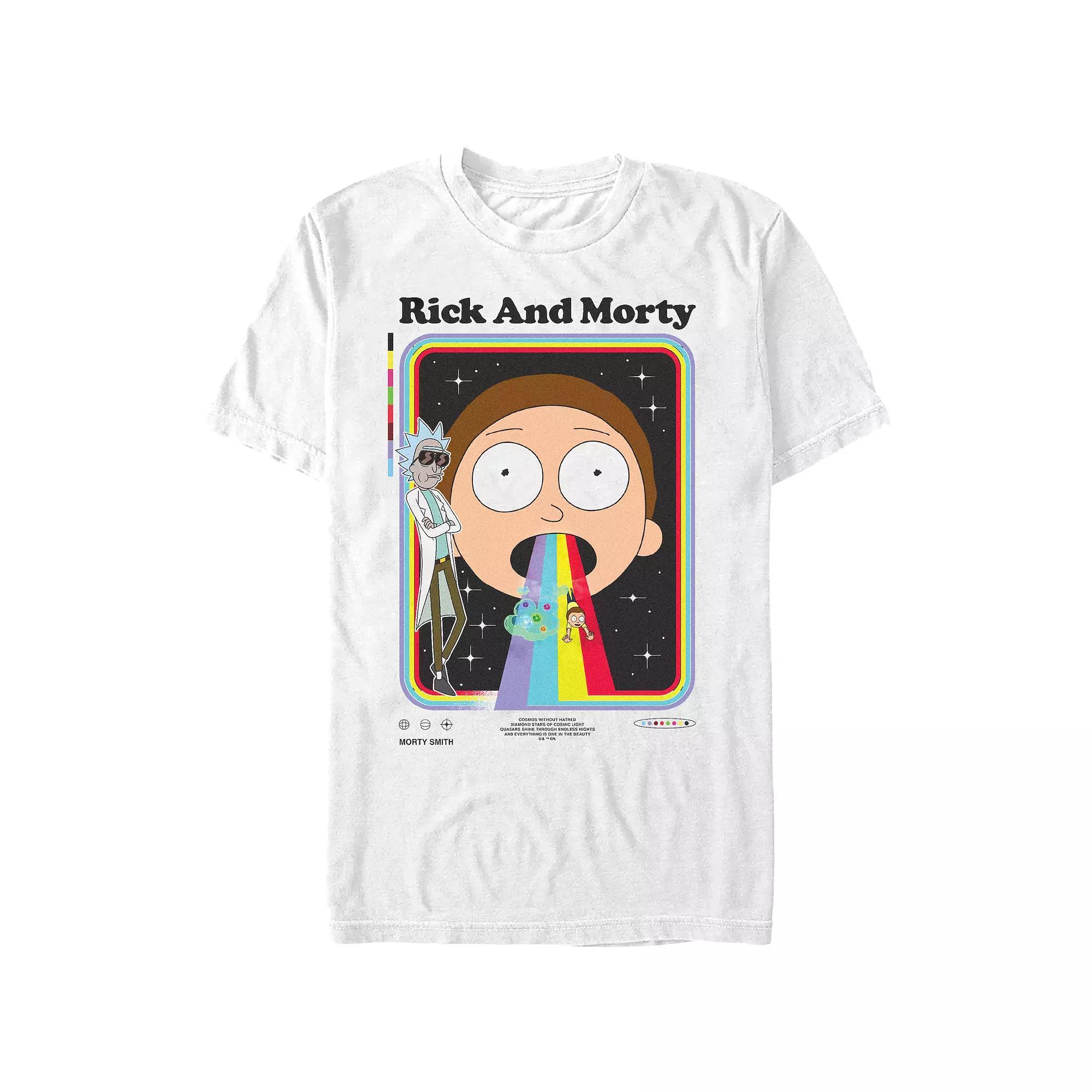 Men's Rick And Morty Rainbow Slide Graphic Tee, Size: Medium, White Product Image