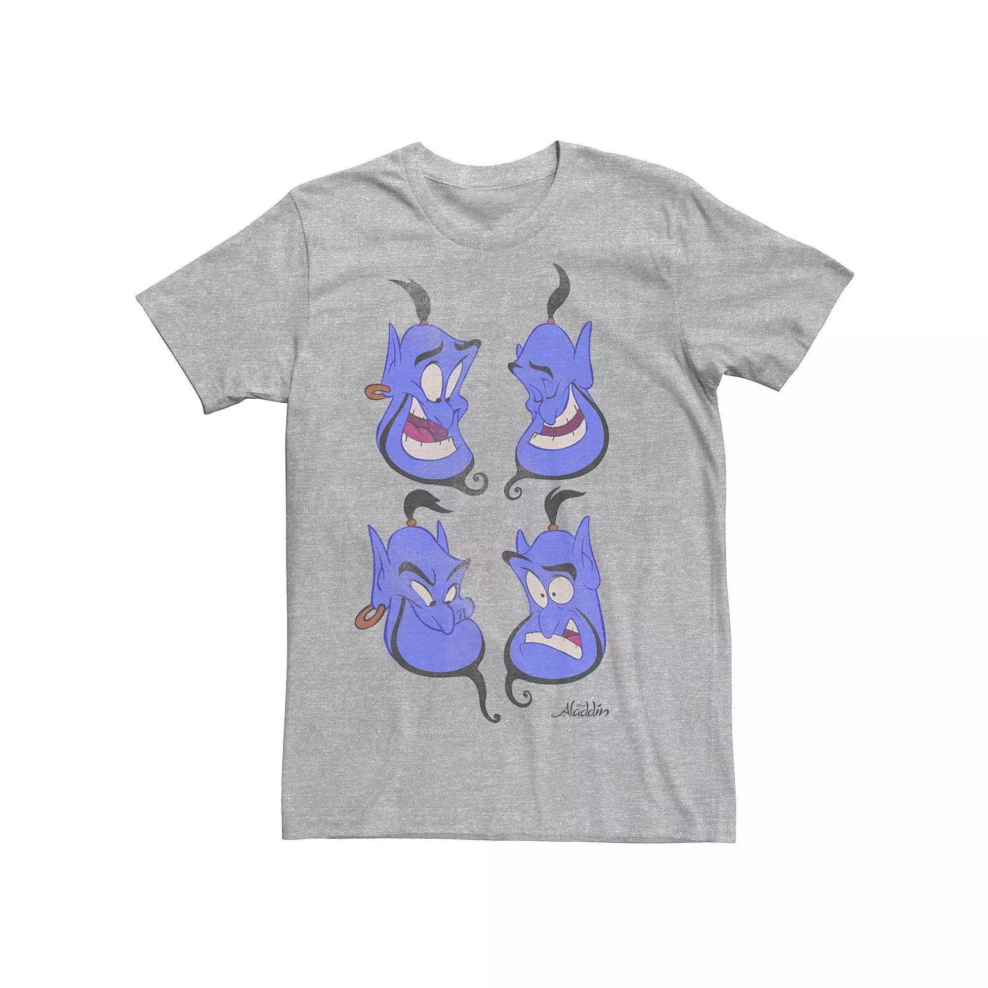 Disney's Aladdin Genie Faces Poster Men's Graphic Tee, Size: 3XL, Athletic Grey Product Image