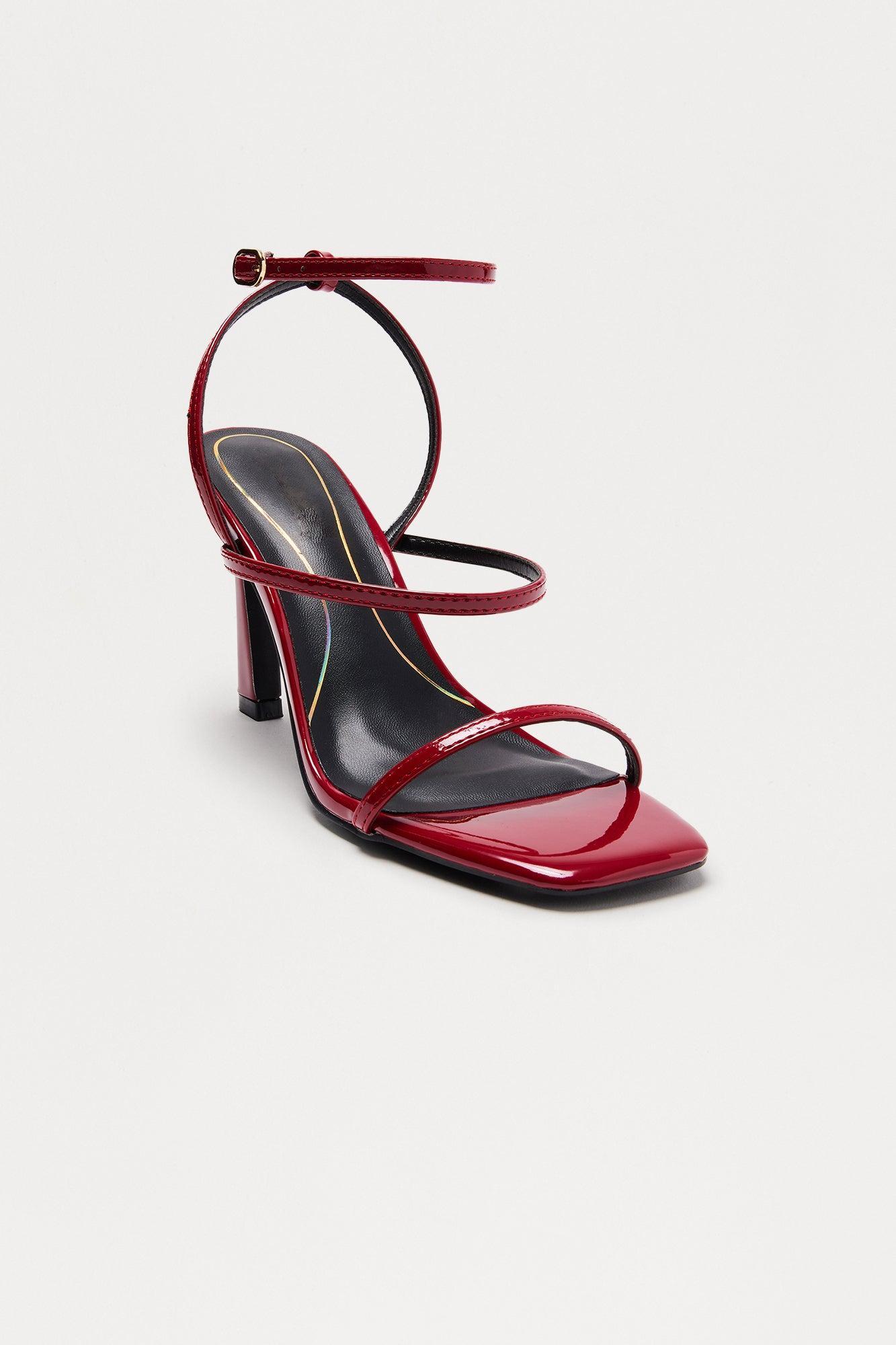 Rova Ankle Strap Heels - Red Product Image