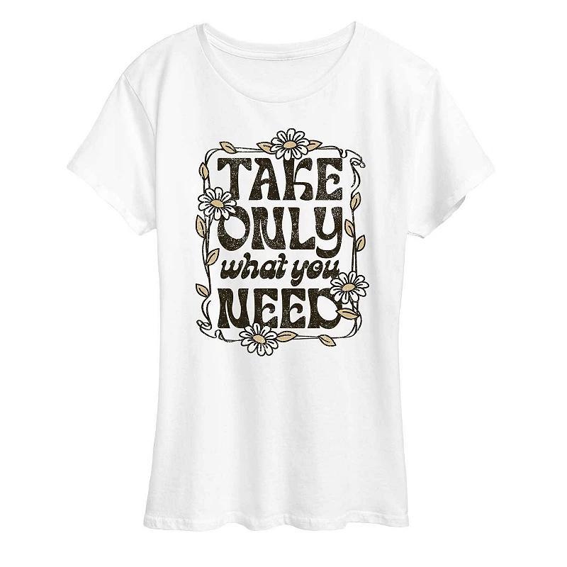 Womens Take Only What You Need Graphic Tee, Girls Grey Gray Product Image