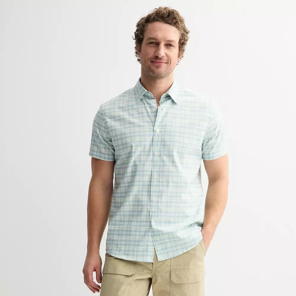 Men's Sonoma Goods For Life® Short Sleeve Performance Shirt, Size: Small, Pro Plaid Green Product Image
