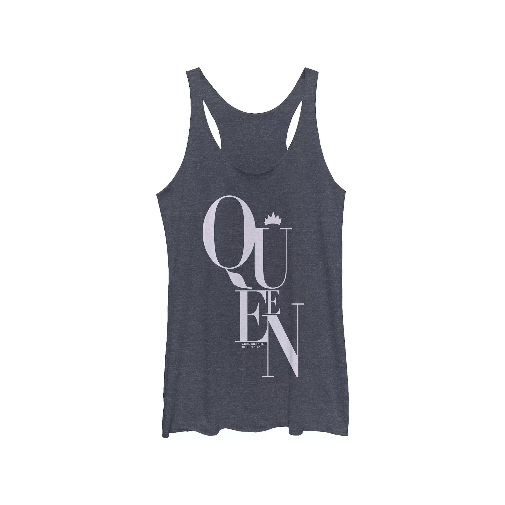 Disney Villains Snow White Evil Queen Whos The Fairest Of Them All Juniors Tri-Blend Racerback Tank Top, Girls Navy Grey Product Image